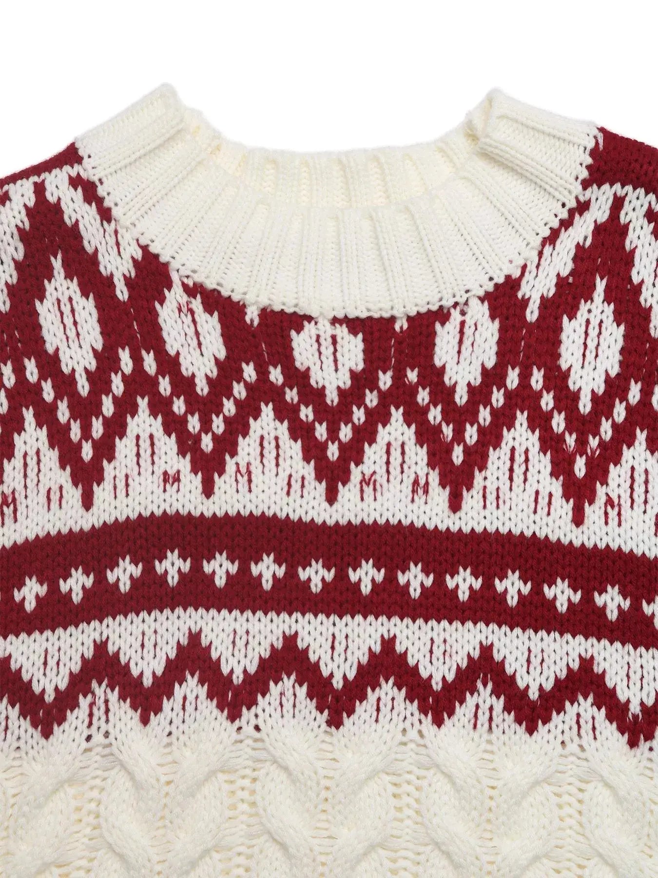 Long Sleeve Cable Knit Christmas Sweater - Be Bliss Boutique