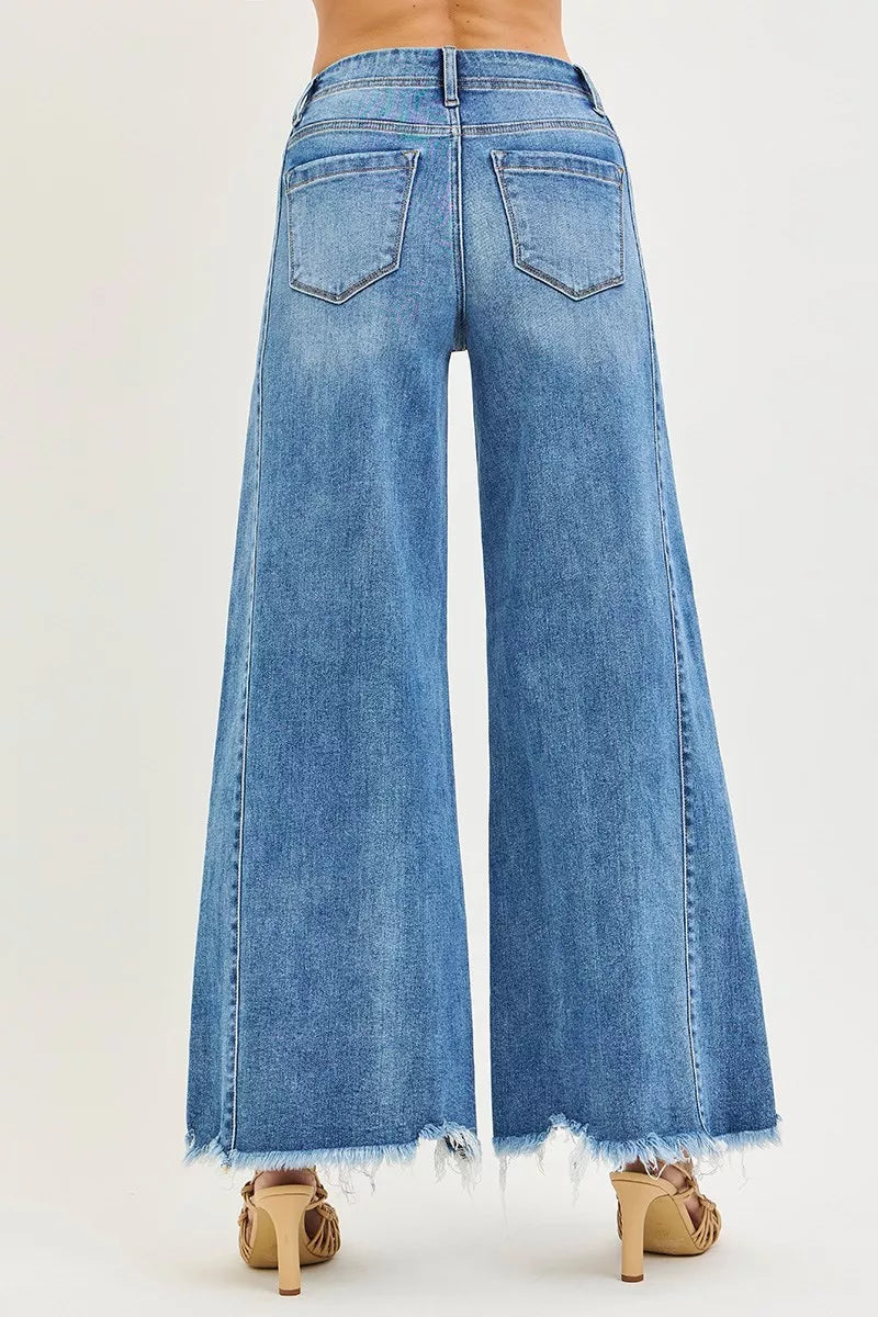 RISEN Jeans - High Rise Ankle Wide Jeans - Be Bliss Boutique