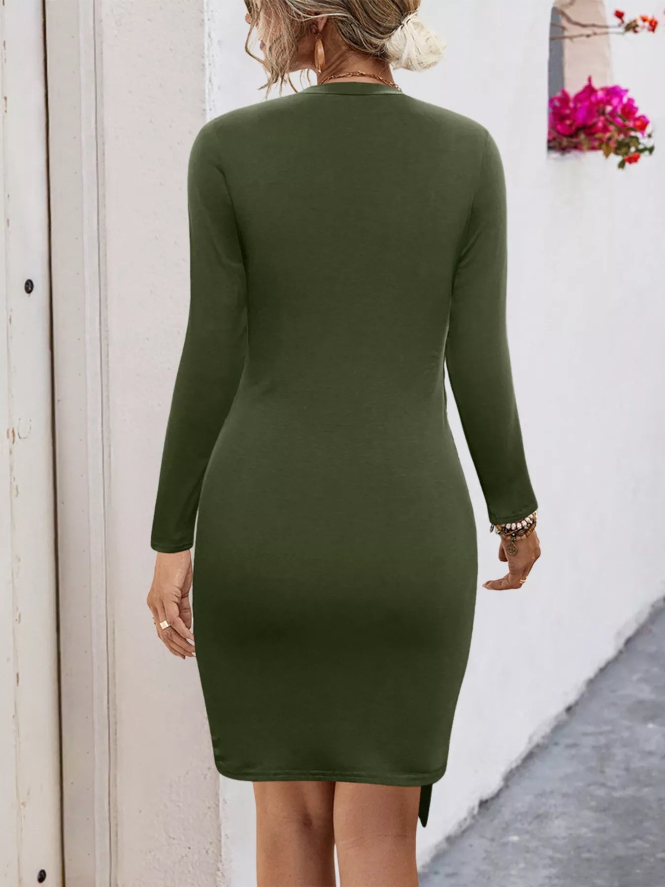 Round Neck Long Sleeve Bodycon Dress - Be Bliss Boutique
