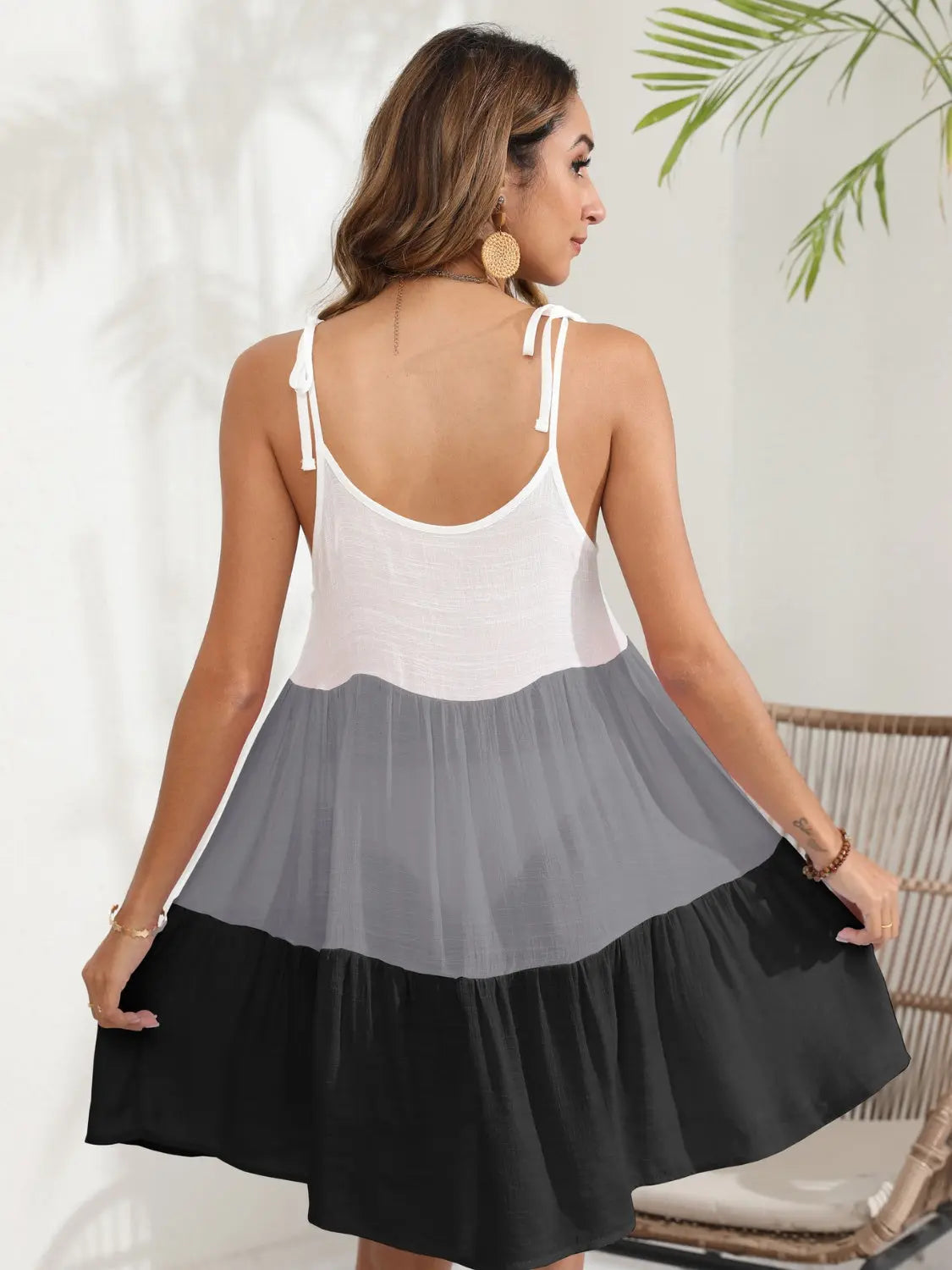 Color Block Spaghetti Strap Cover-Up Dress - Be Bliss Boutique