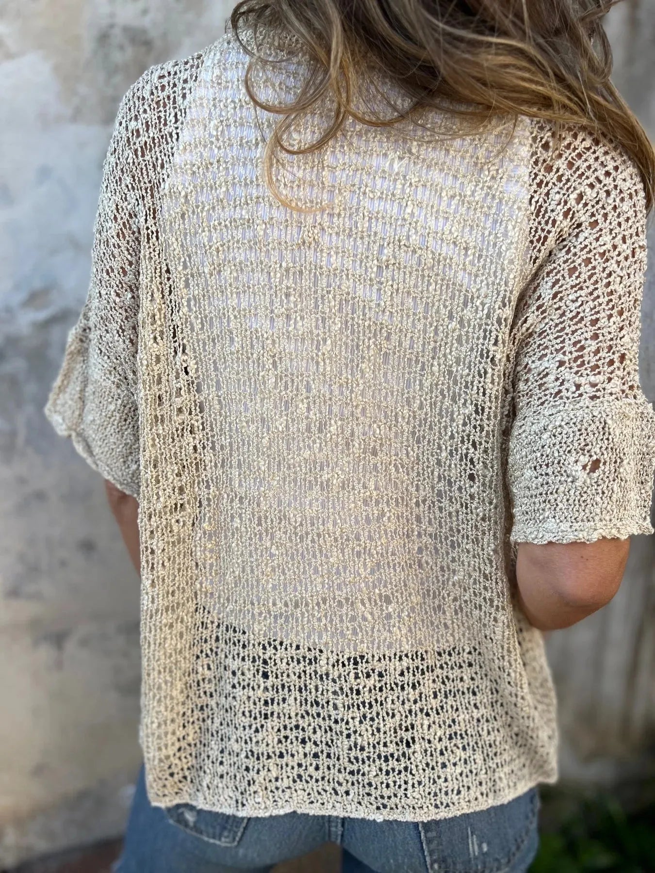 Full Size Knit Openwork One Button Cardigan - Be Bliss Boutique