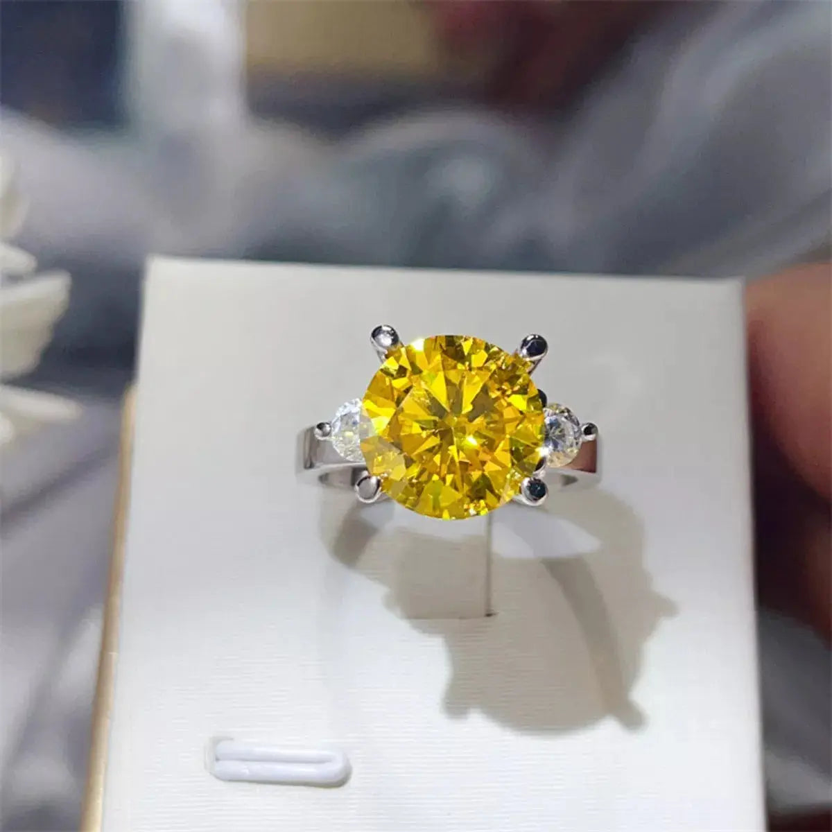 925 Sterling Silver Yellow 5 Carat Moissanite Ring - Be Bliss Boutique