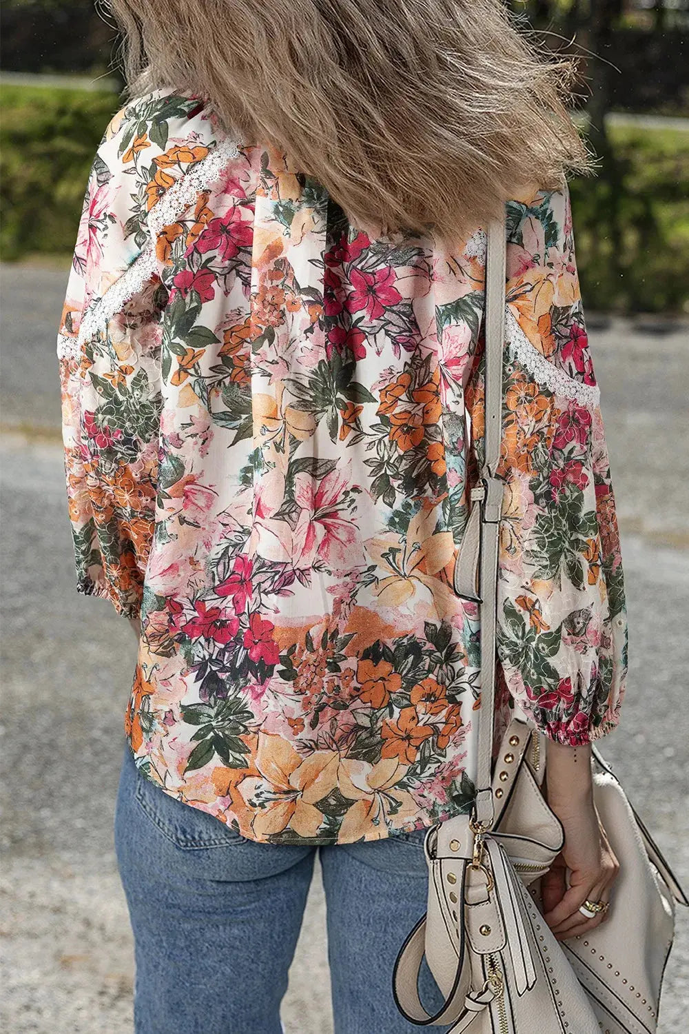 Floral Tie Neck Boho Blouse - Be Bliss Boutique