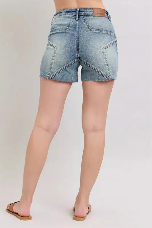 Judy Blue Jeans - Plus Size High Waist Star Seam Detail Denim Shorts - Be Bliss Boutique