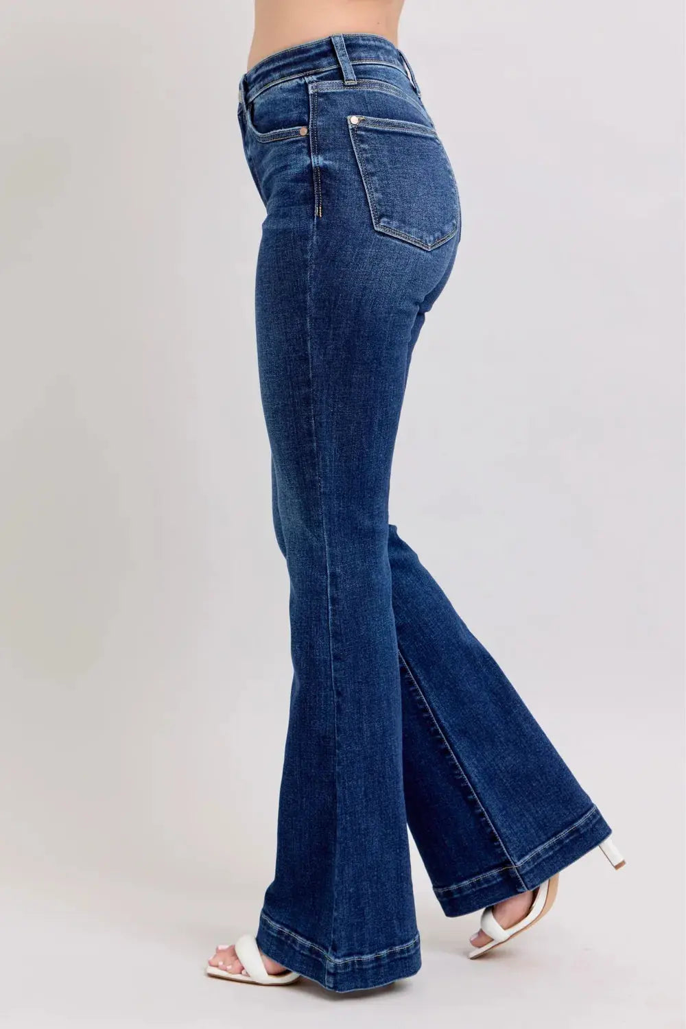Full Size High Rise Flare Judy Blue Jeans with Pockets - Be Bliss Boutique
