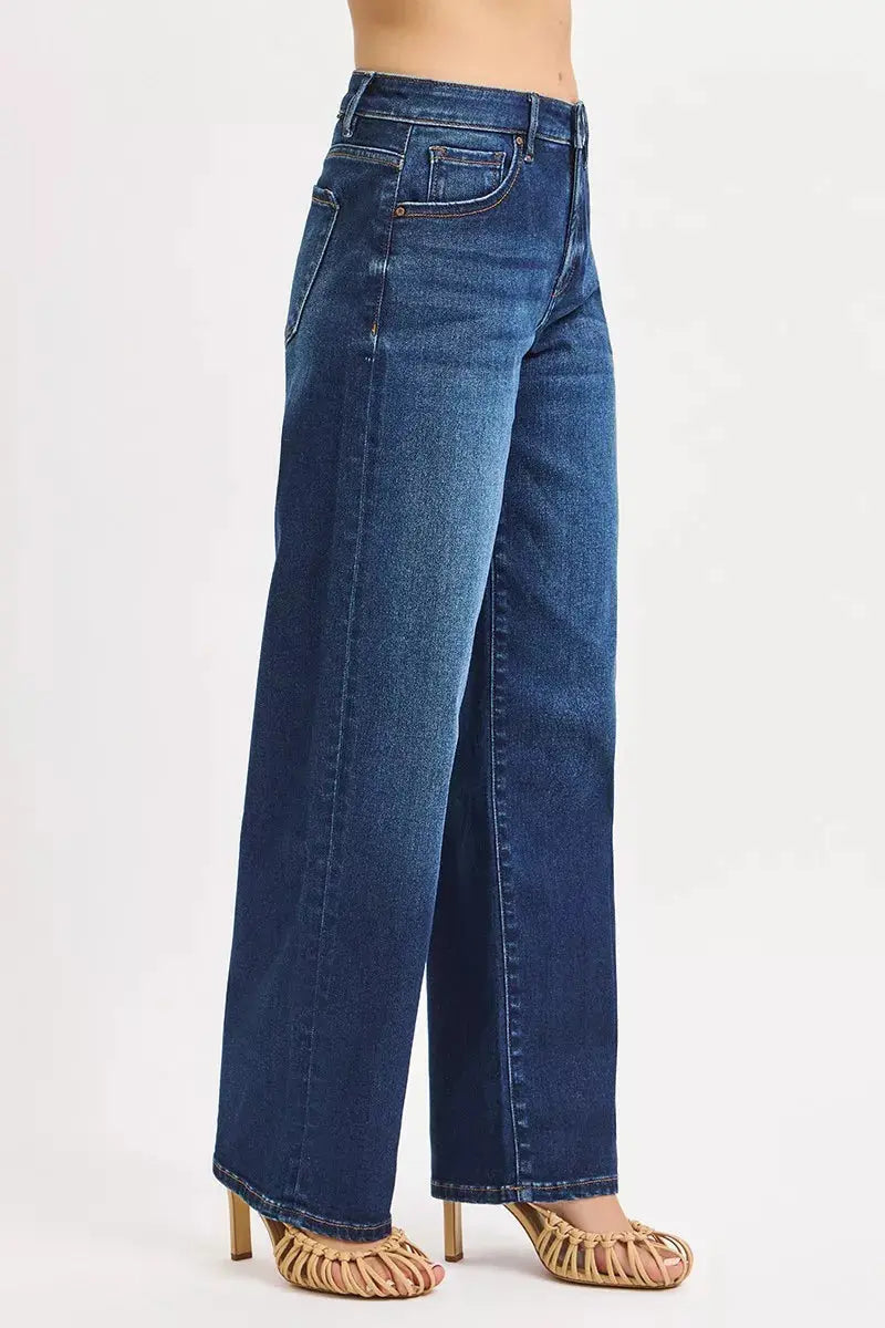 RISEN Jeans - Mid Rise Wide Baggy Jeans - Be Bliss Boutique