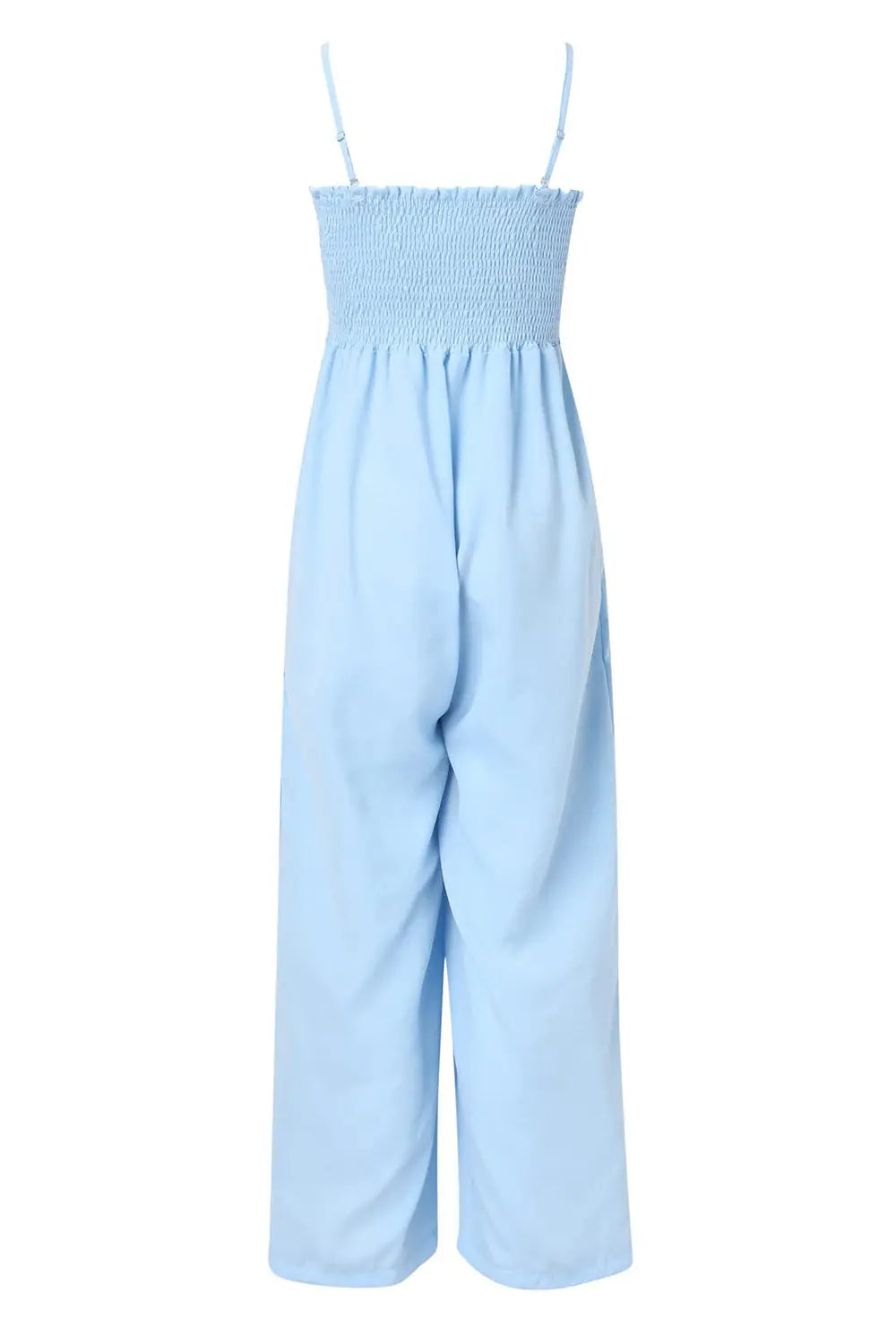 Smocked Spaghetti Strap Wide Leg Jumpsuit - Be Bliss Boutique