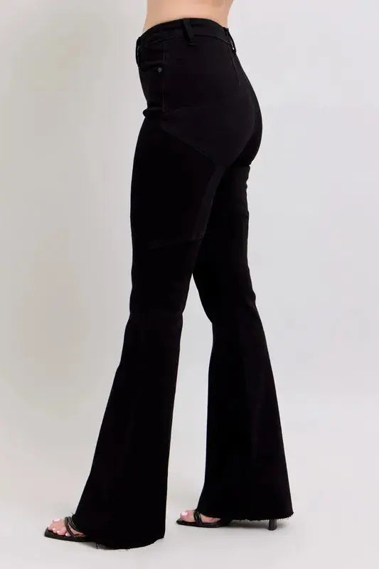 Plus Size High Waist Star Seam Detail Flare Leg Judy Blue Jeans - Be Bliss Boutique