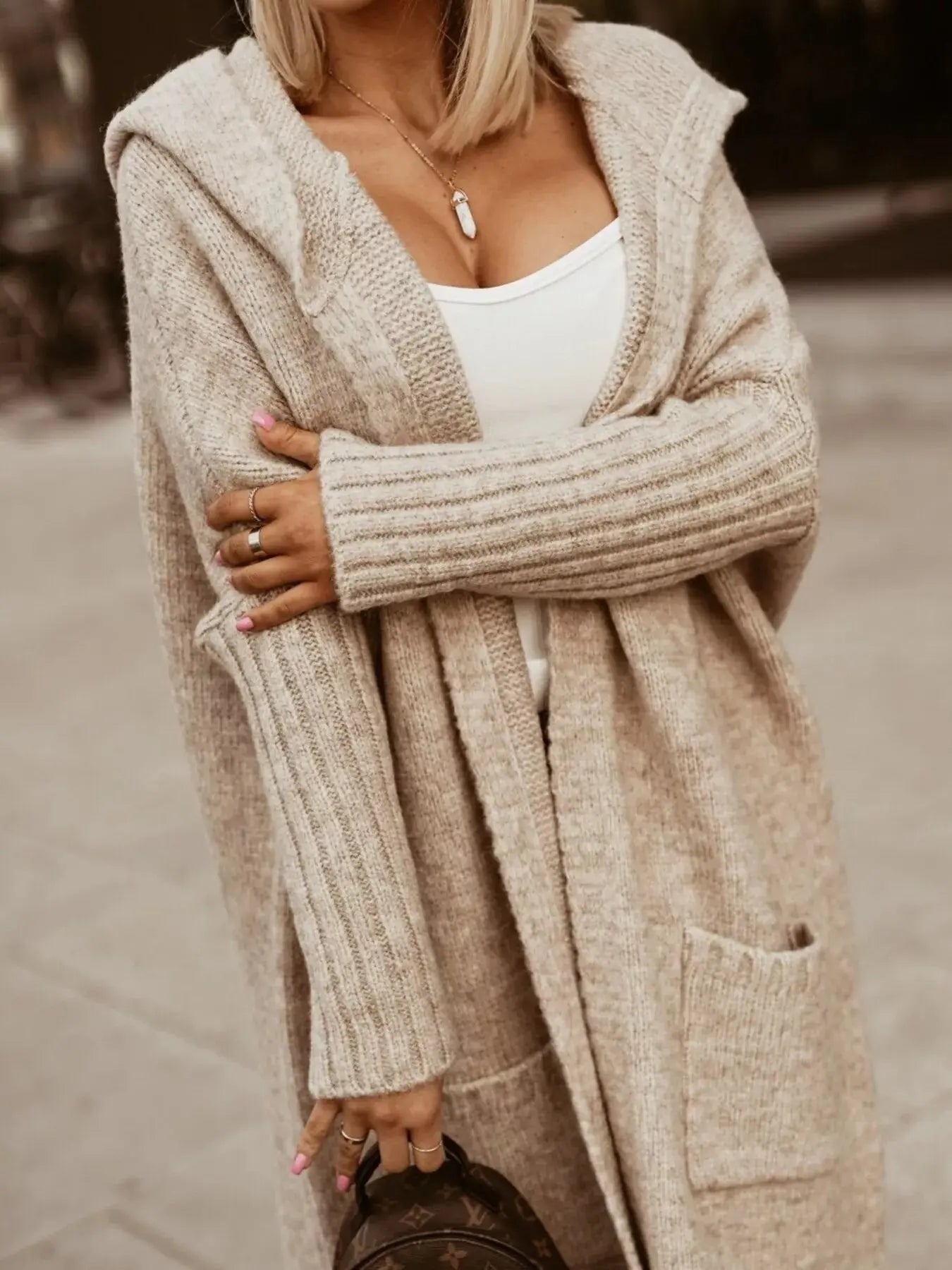 Full Size Hooded Knit Open Front Cardigan - Be Bliss Boutique