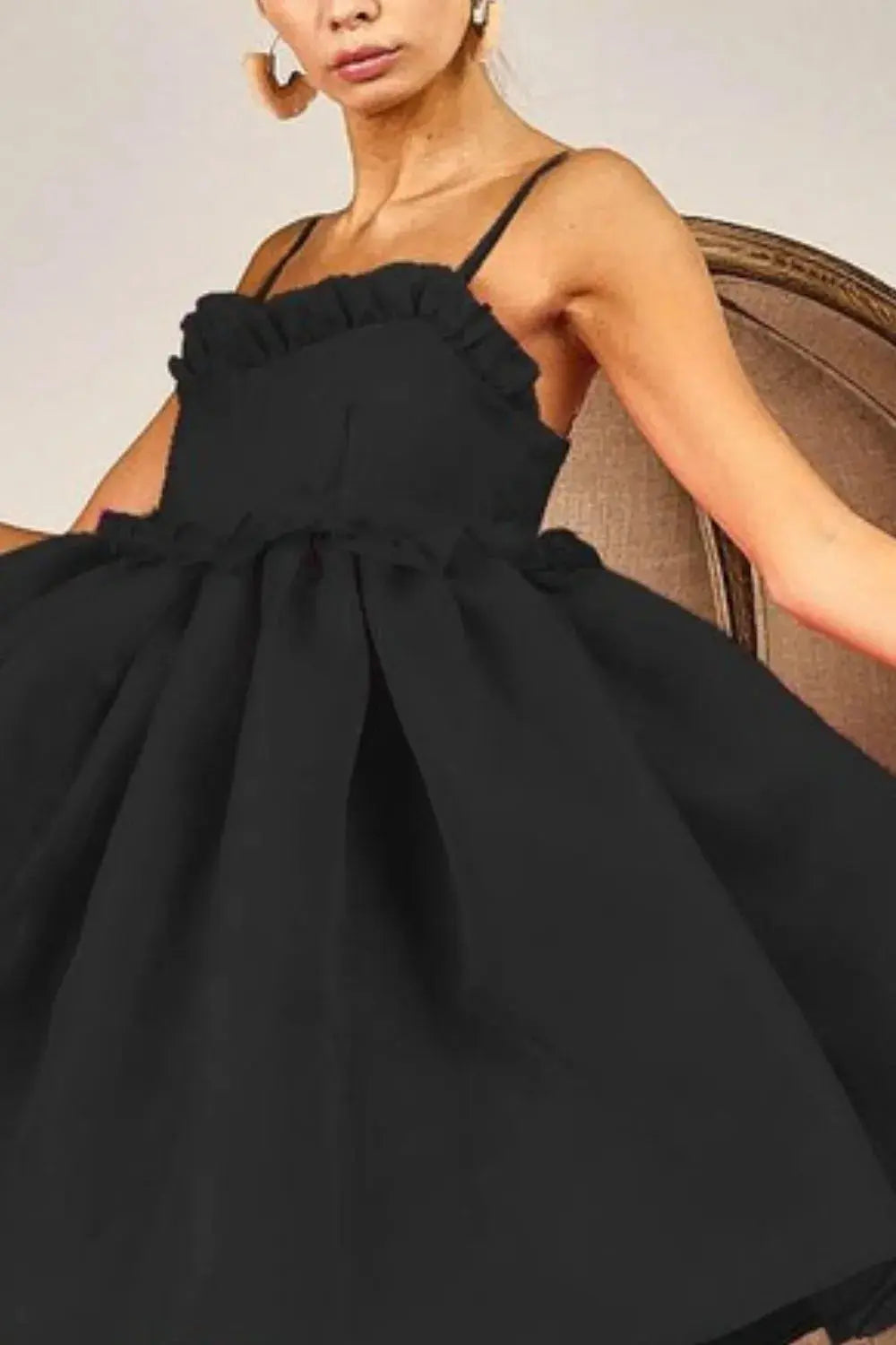 BiBi Ruffled Edge Sweet Heart Neck Sleeveless Tulle Dress - Be Bliss Boutique