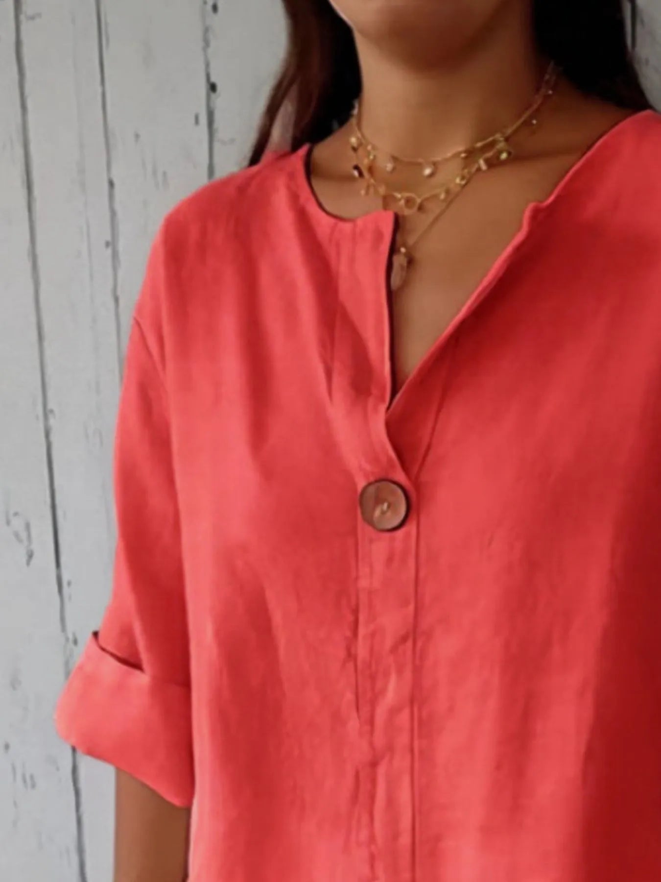 Breezy Button-Front Relaxed Linen Blouse - Be Bliss Boutique
