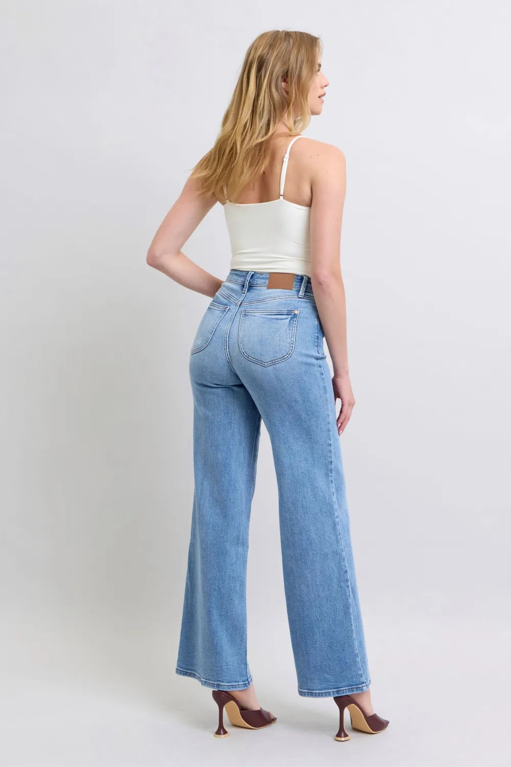 Full Size High Waist Wide Leg Judy Blue Jeans with Functional Pockets - Be Bliss Boutique
