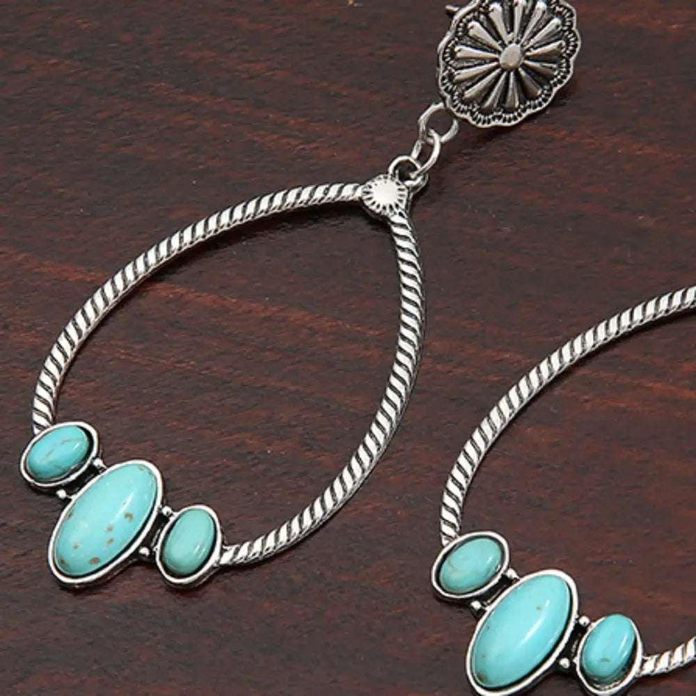 Artificial Turquoise Teardrop Earrings - Be Bliss Boutique