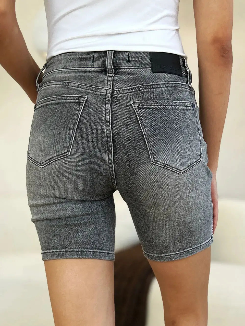 Full Size High Waist Washed Denim Shorts by Judy Blue Jeans - Be Bliss Boutique