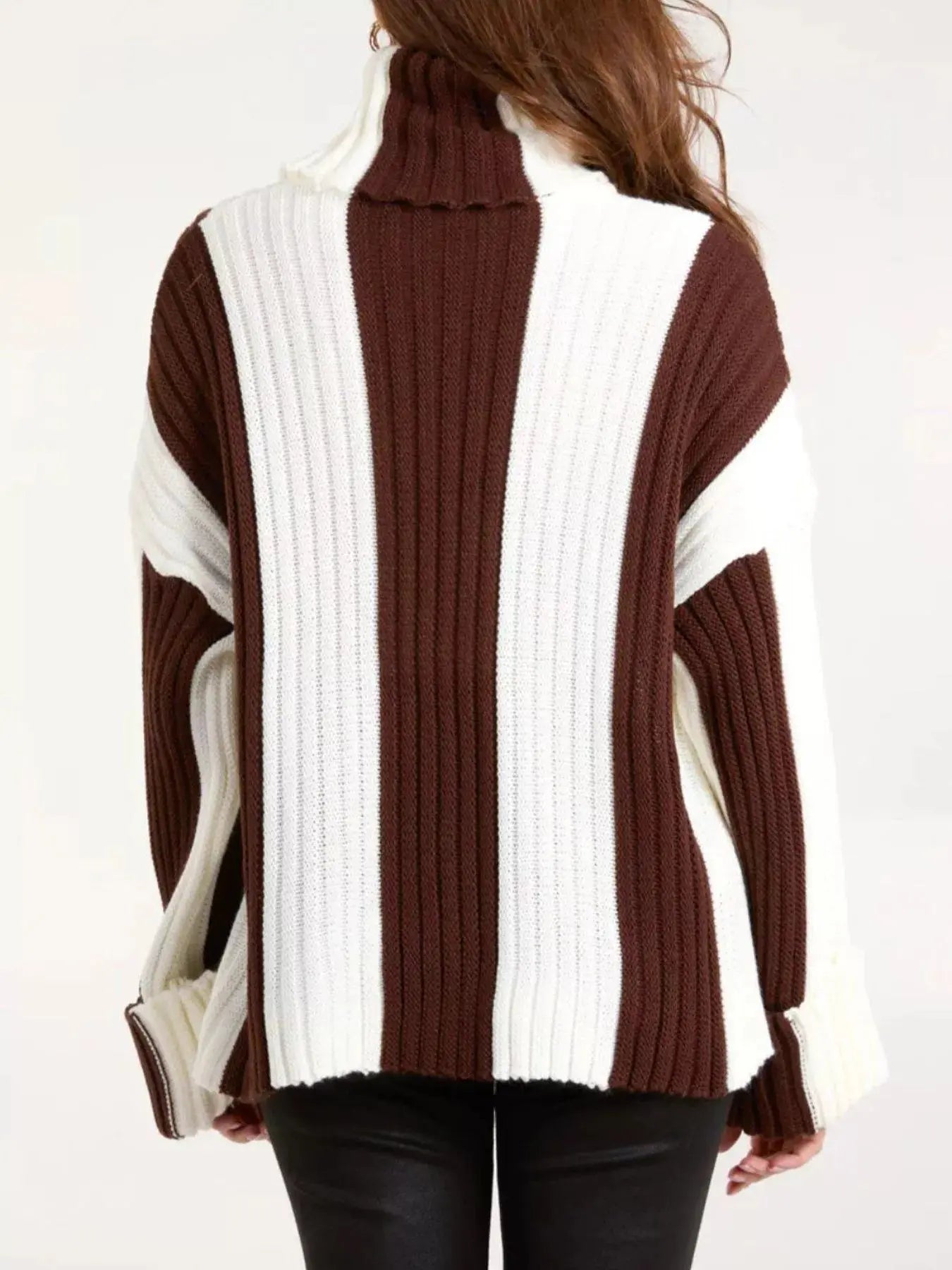 Color Block Ribbed Turtleneck Sweater - Be Bliss Boutique