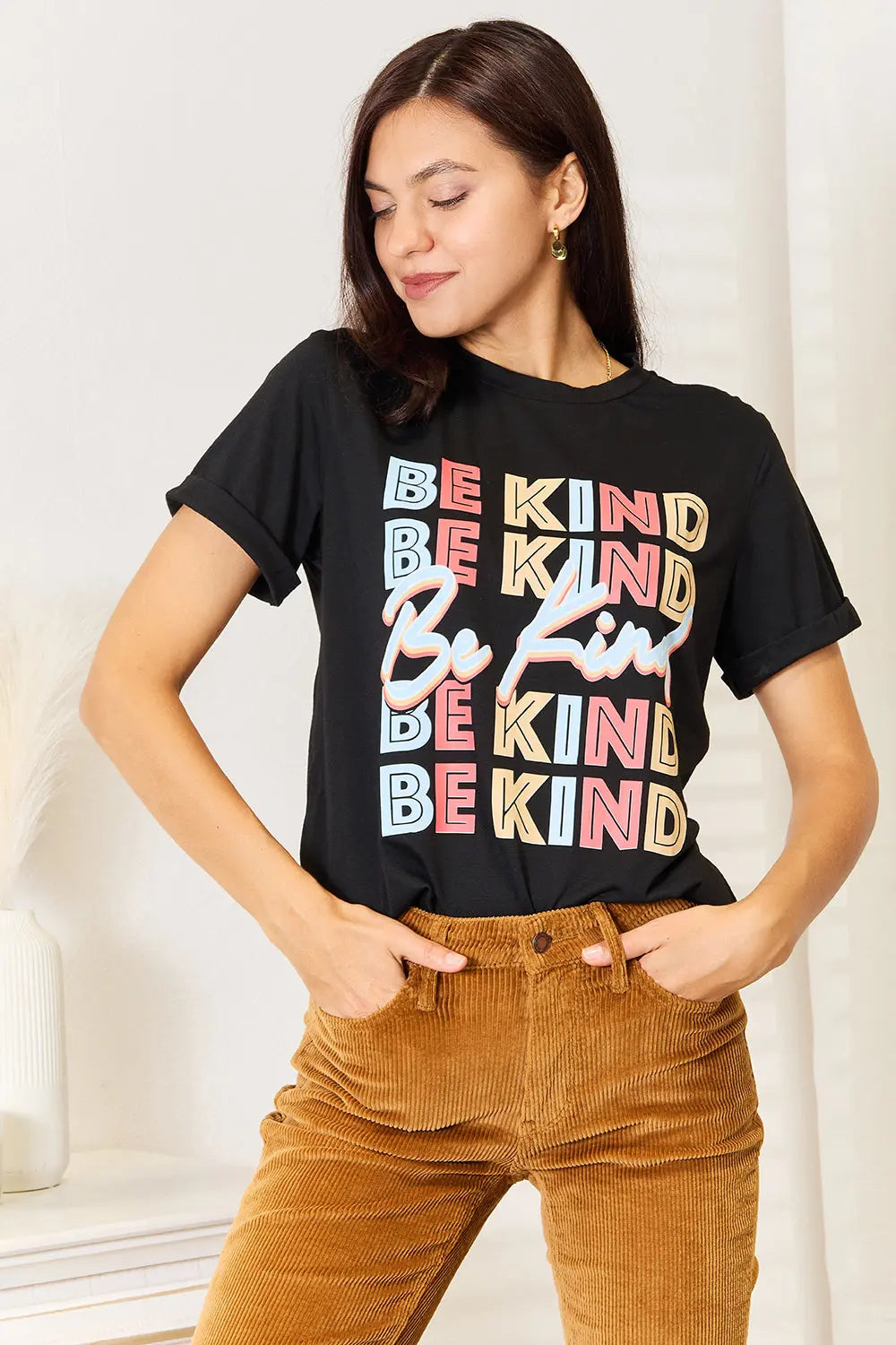Simply Love BE KIND Round Neck Womens Graphic T Shirt - Be Bliss Boutique