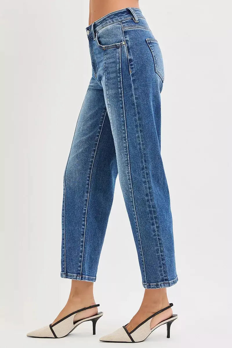 RISEN Jeans - High Rise Crop Straight Jeans - Be Bliss Boutique