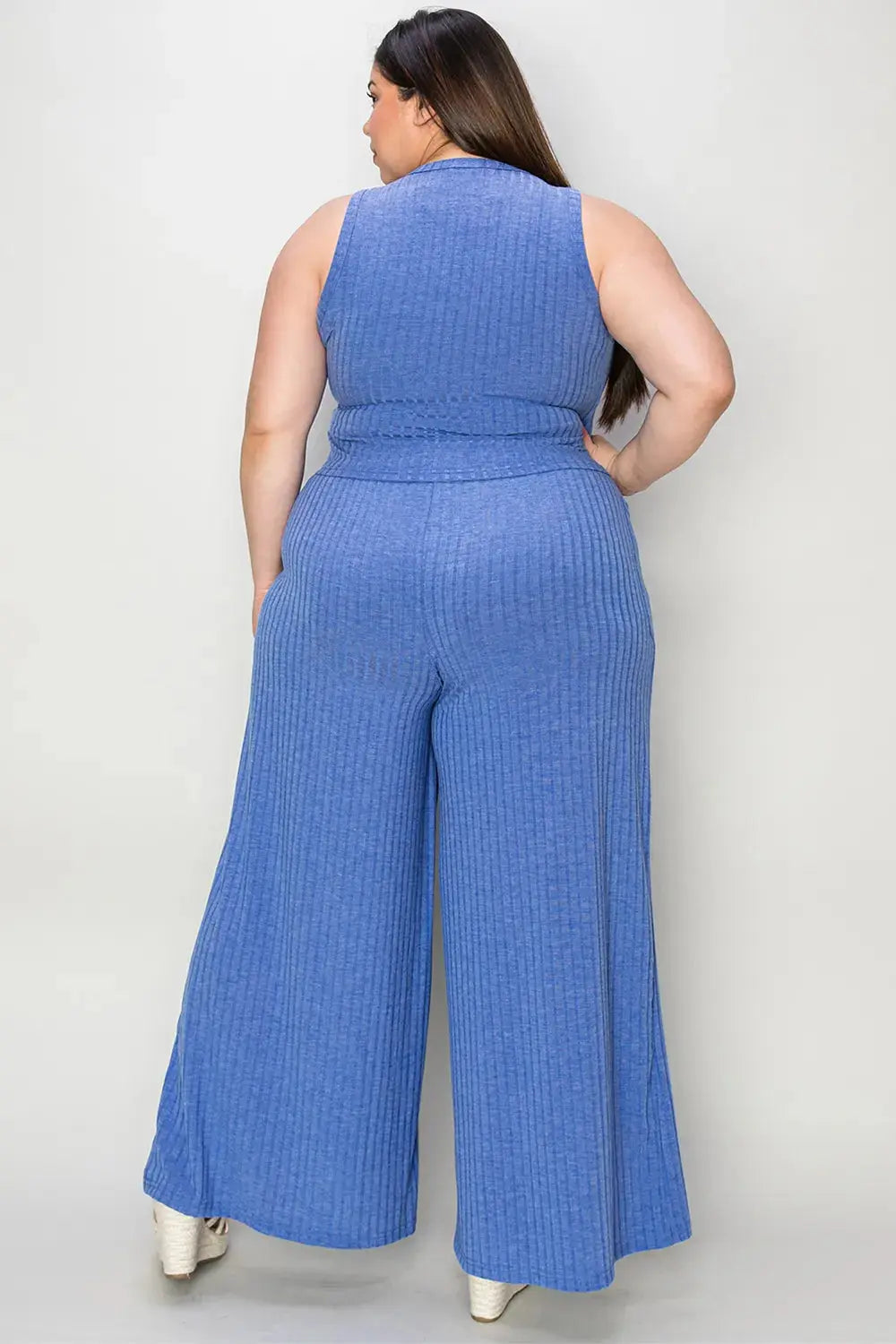 Basic Bae Full Size Ribbed Tank and Wide Leg Pants Set - Be Bliss Boutique