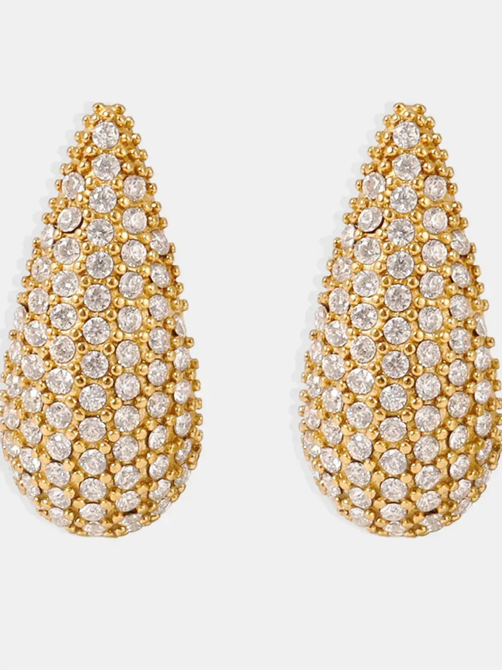 Stainless Steel Zircon Teardrop Stud Earrings – Multicolor & Crystal Options - Be Bliss Boutique
