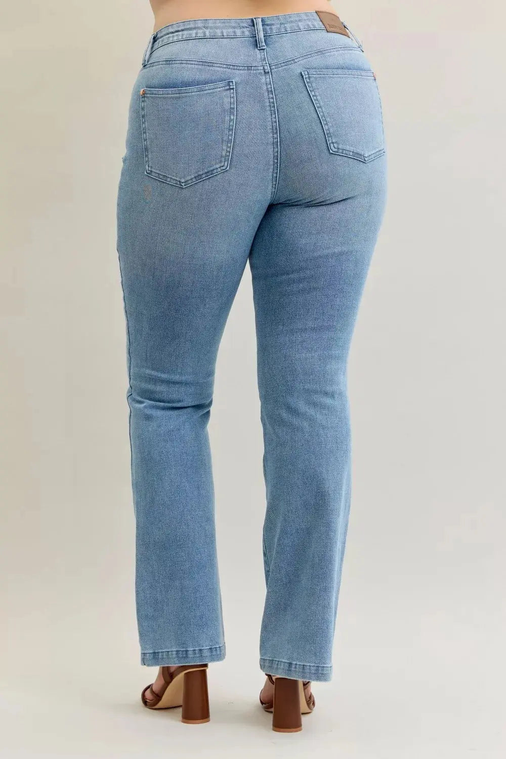 Judy Blue Jeans - Full Size Mid Rise Bootcut Jeans with Contrast Wash & Front Patch Pockets - Be Bliss Boutique