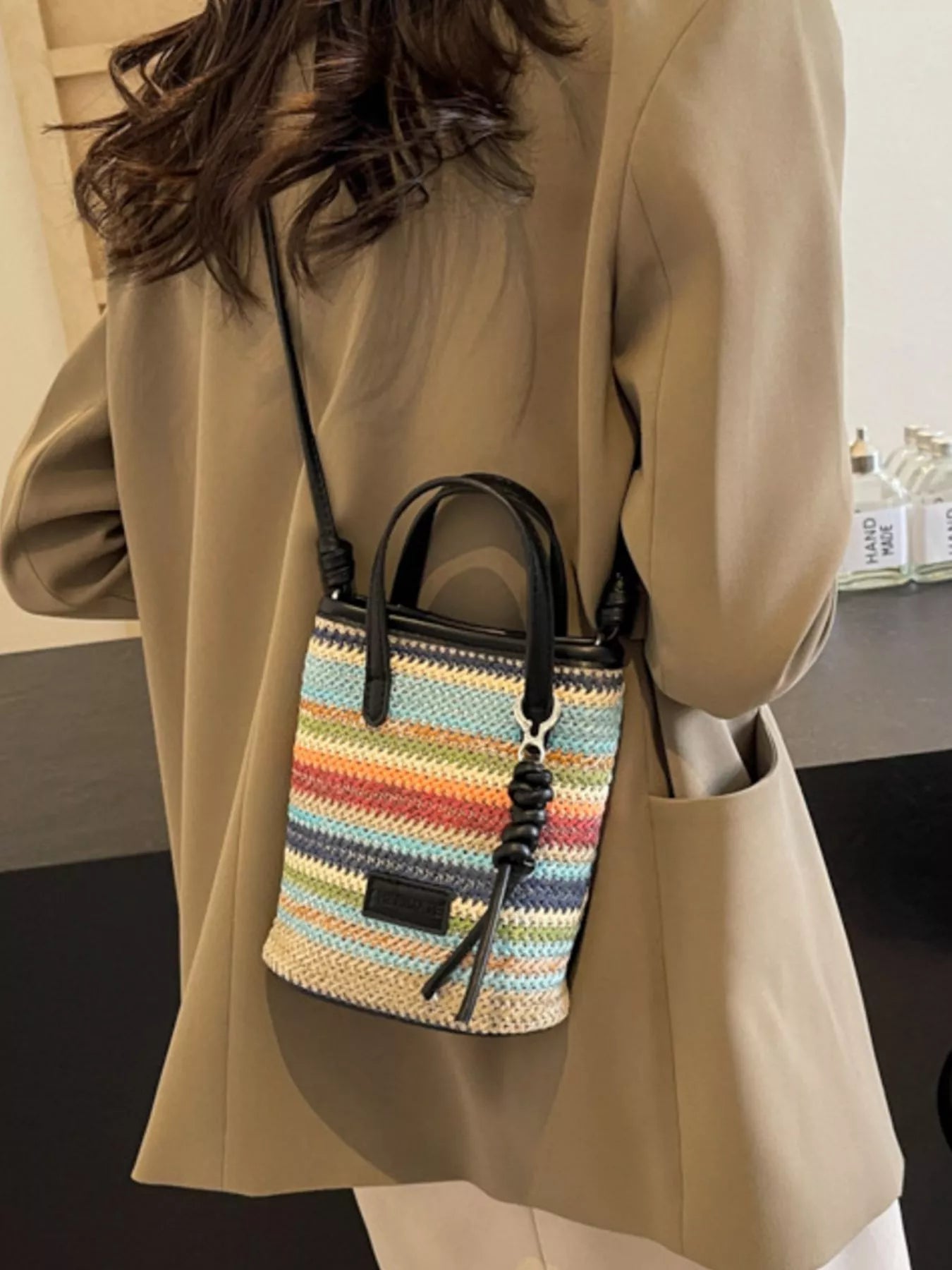 Striped Woven Mini Crossbody Bag - Be Bliss Boutique
