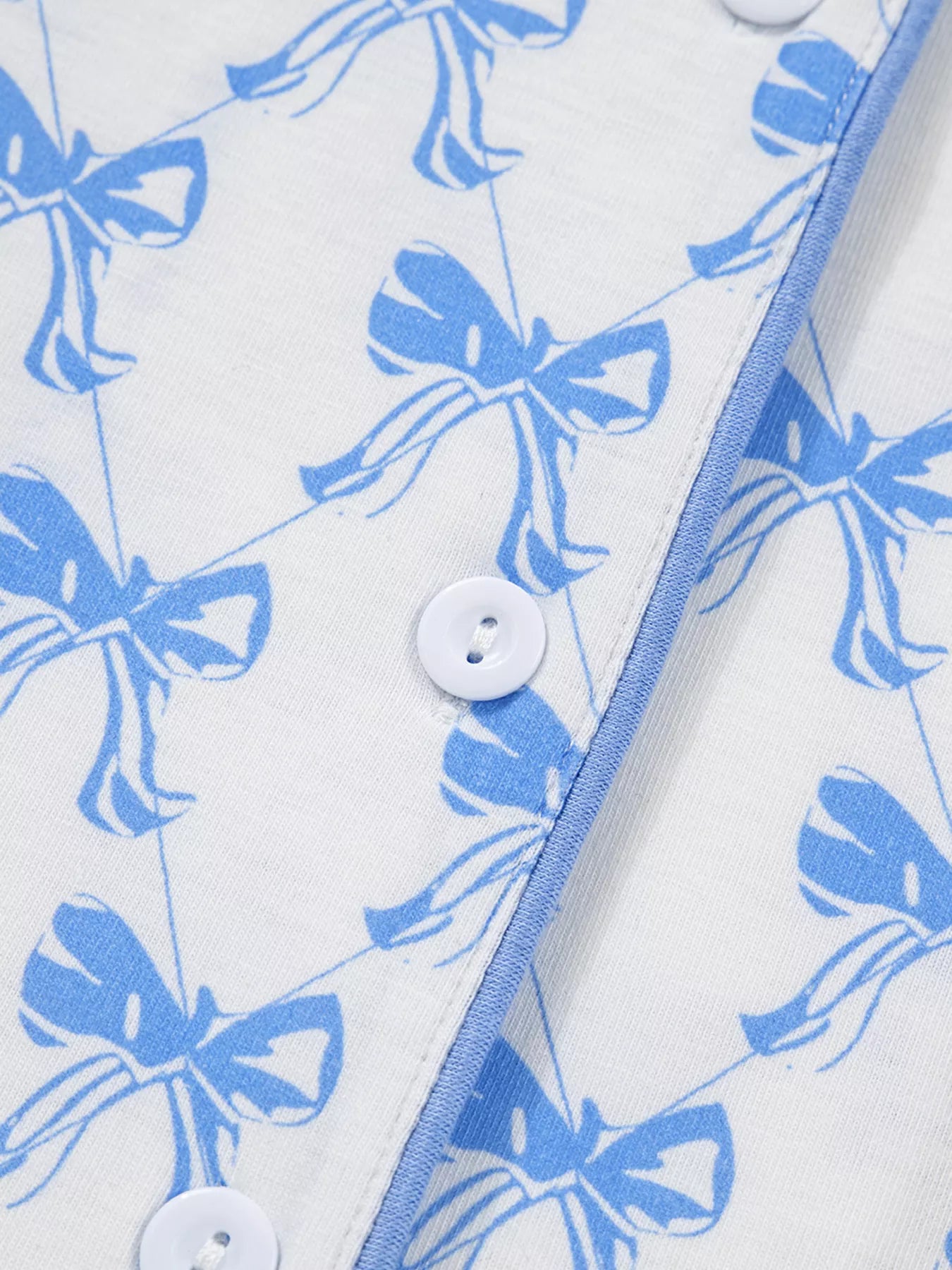 Bow Print Long Sleeve Shirt and Pants Pajama Set - Be Bliss Boutique