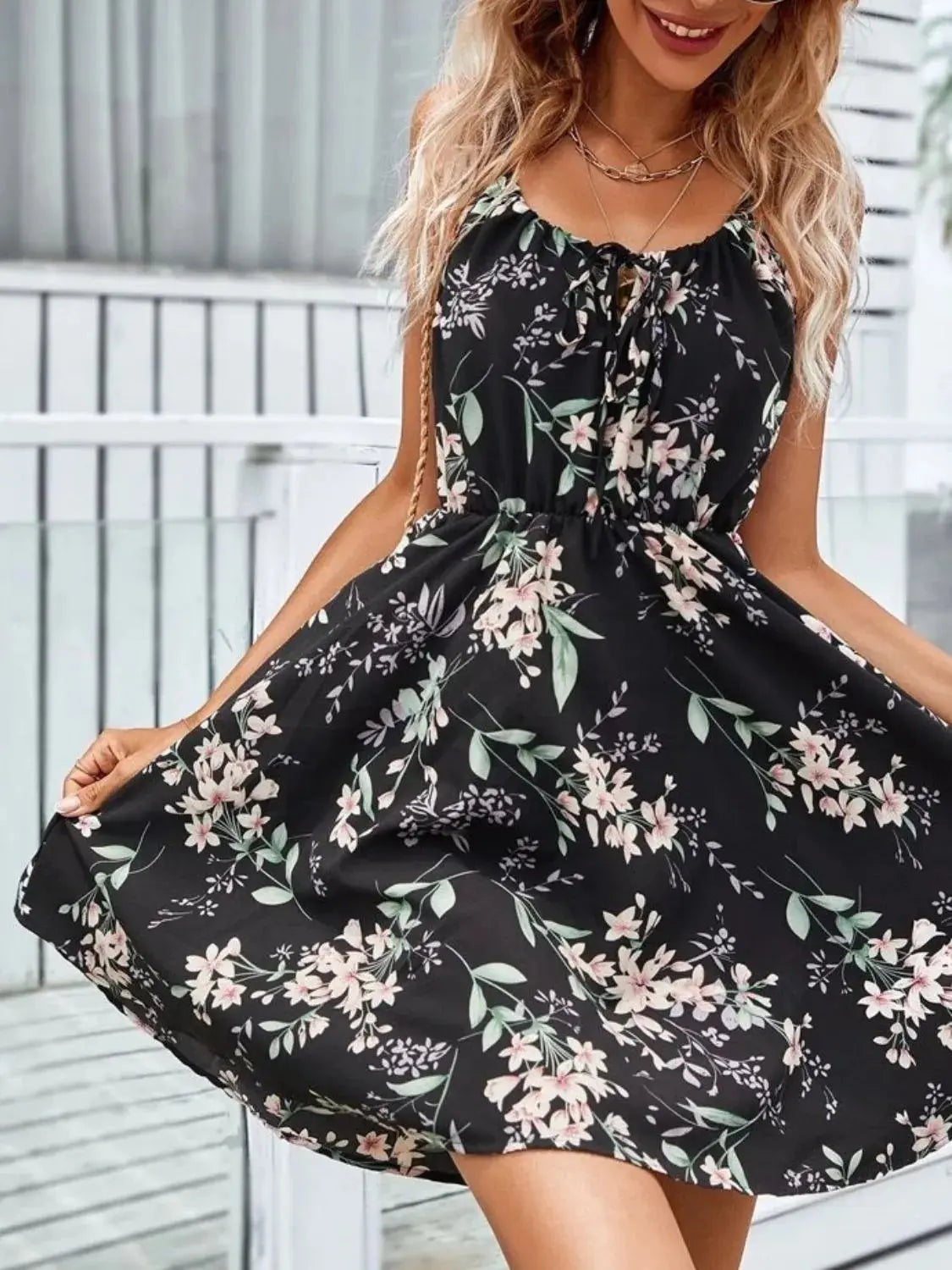 Floral Print Spaghetti Strap Summer Mini Dress - Be Bliss Boutique