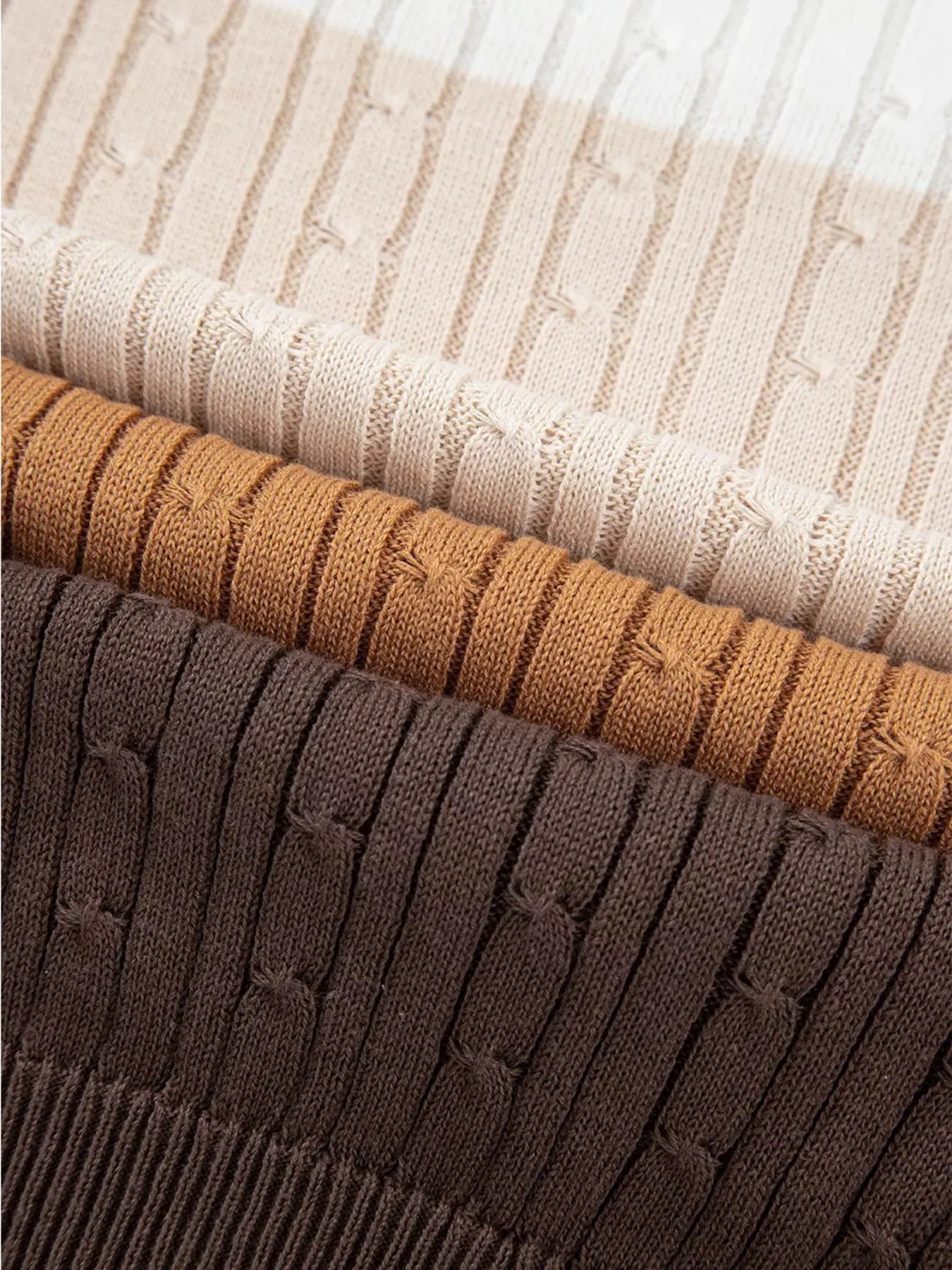 Colorblock Round Neck Cable Knit Sweater - Be Bliss Boutique