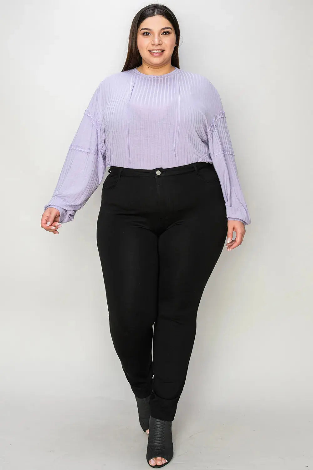 Basic Bae Full Size Round Neck Ribbed Long Sleeve T Shirt - Be Bliss Boutique