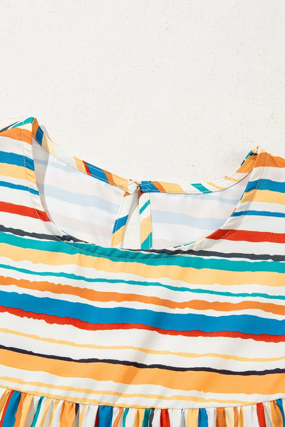 Multicolor Striped Flutter Sleeve Blouse - Be Bliss Boutique
