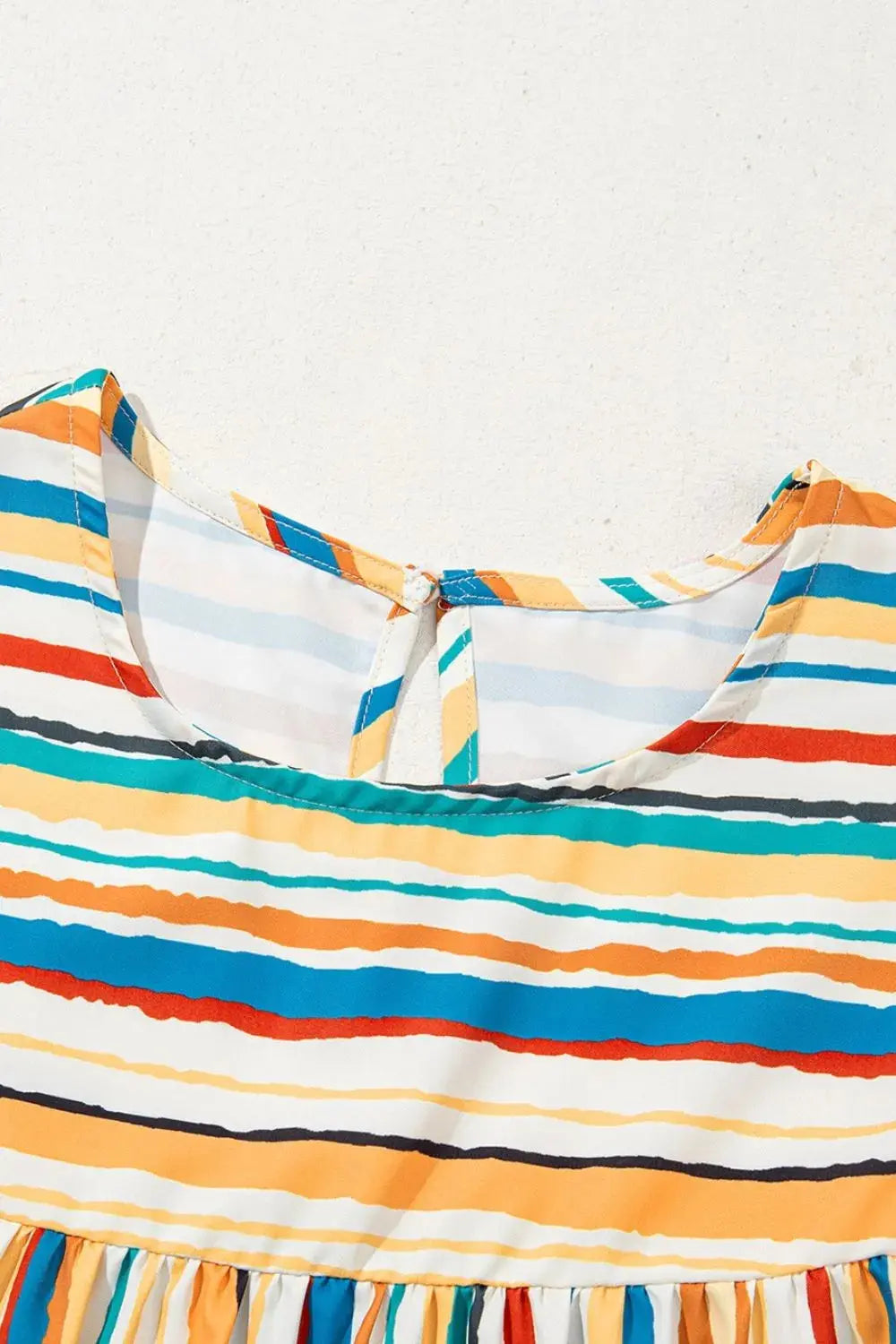 Multicolor Striped Flutter Sleeve Blouse - Be Bliss Boutique