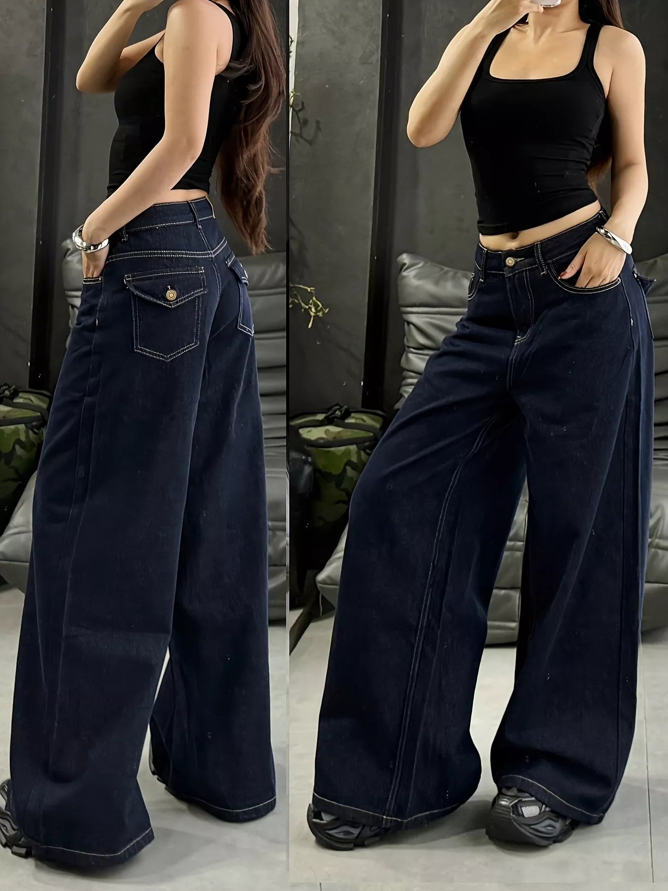 Wide Leg Denim Jeans - Be Bliss Boutique