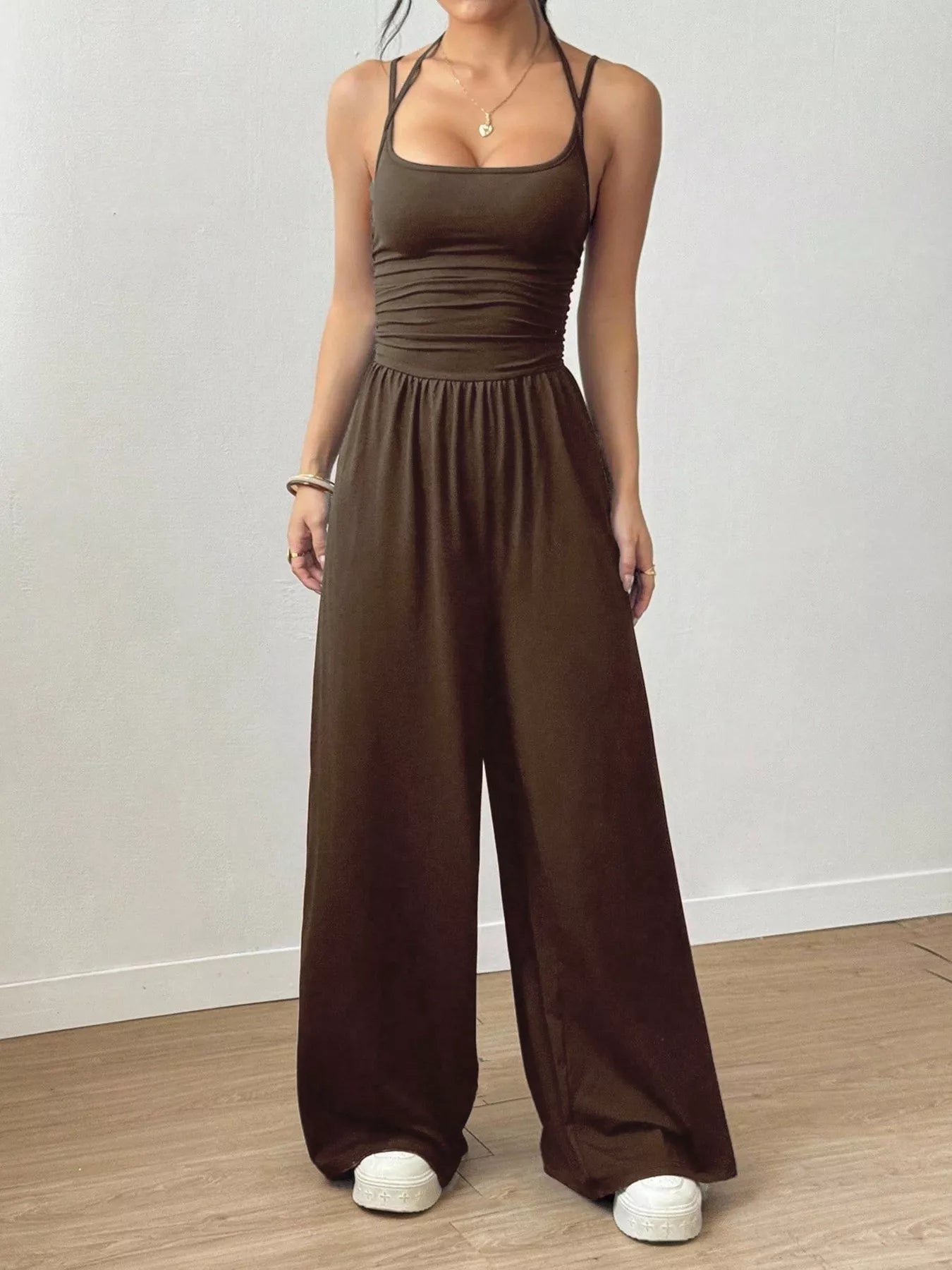 Sleeveless Wide Leg Casual Jumpsuit - Be Bliss Boutique