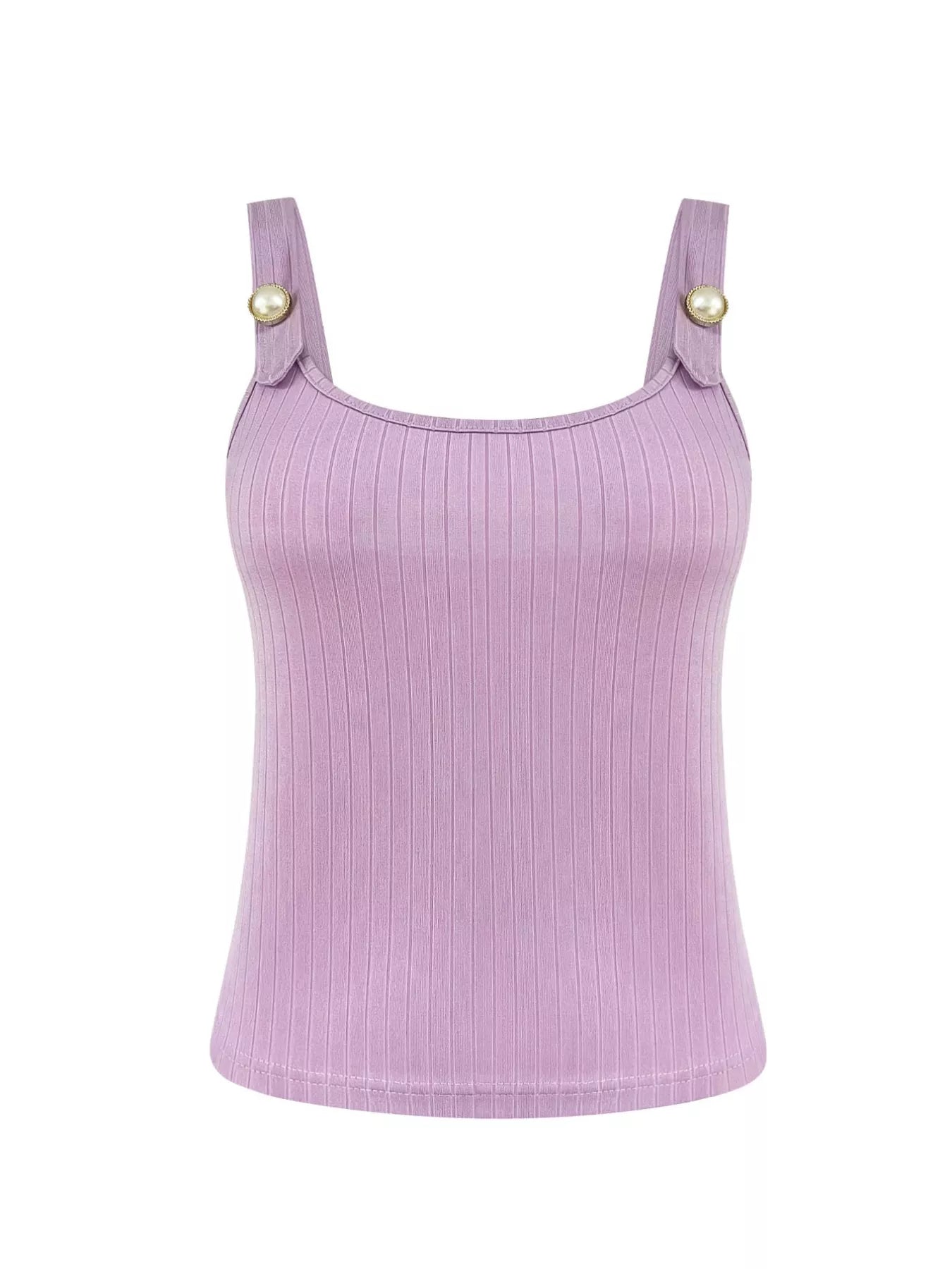 Pearl Detail Scoop Neck Tank Top - Be Bliss Boutique