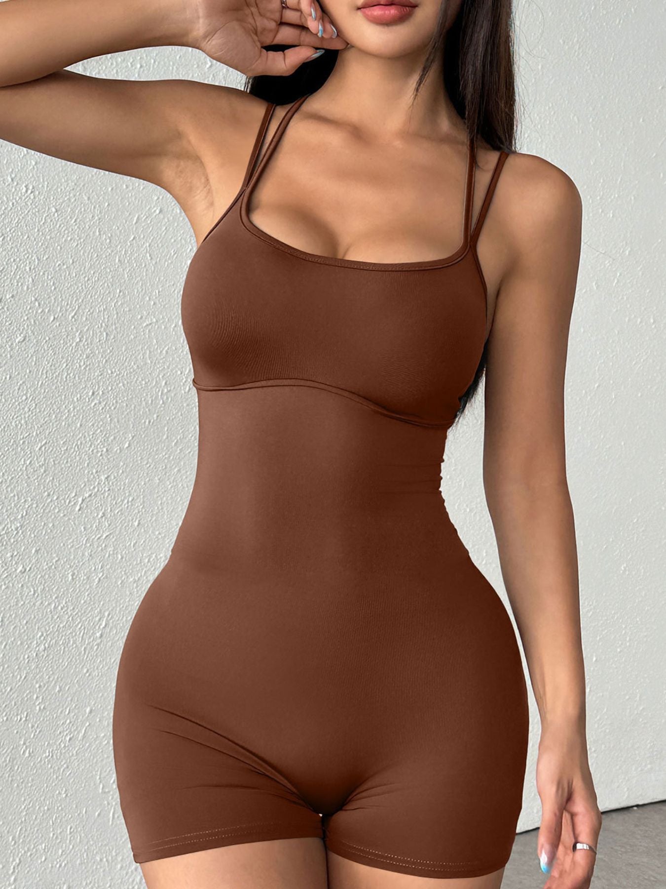 Double Spaghetti Strap Active Romper - Be Bliss Boutique