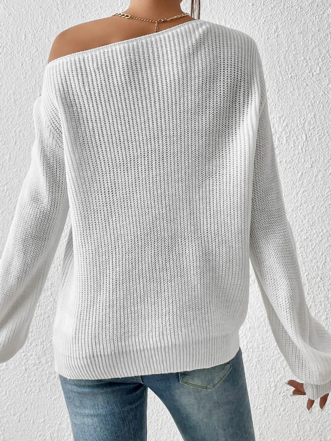 Honey Long Sleeve One Shoulder Sweater - Be Bliss Boutique