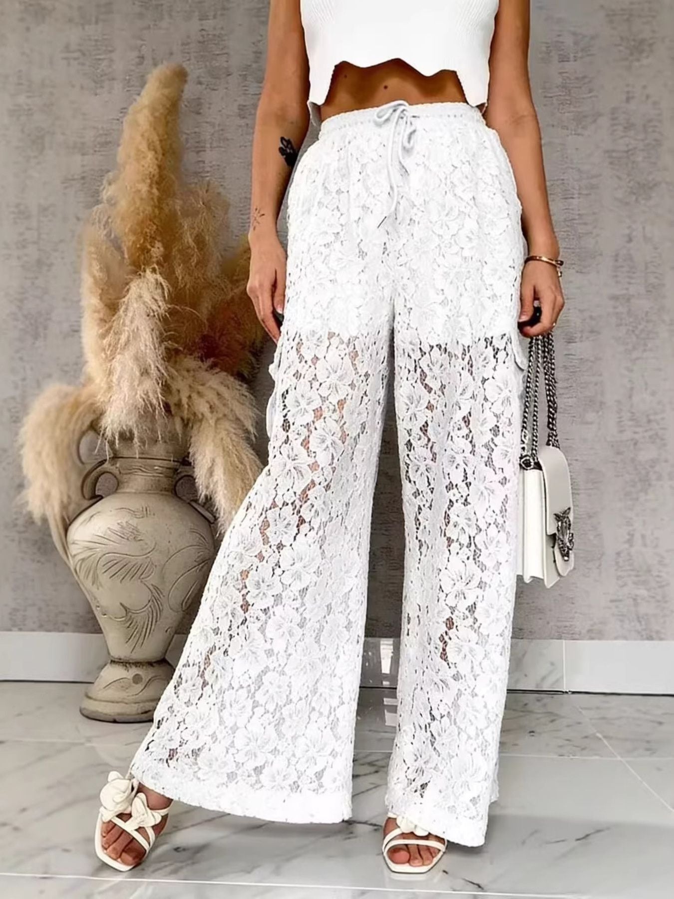 Lace Wide Leg Pants - Be Bliss Boutique