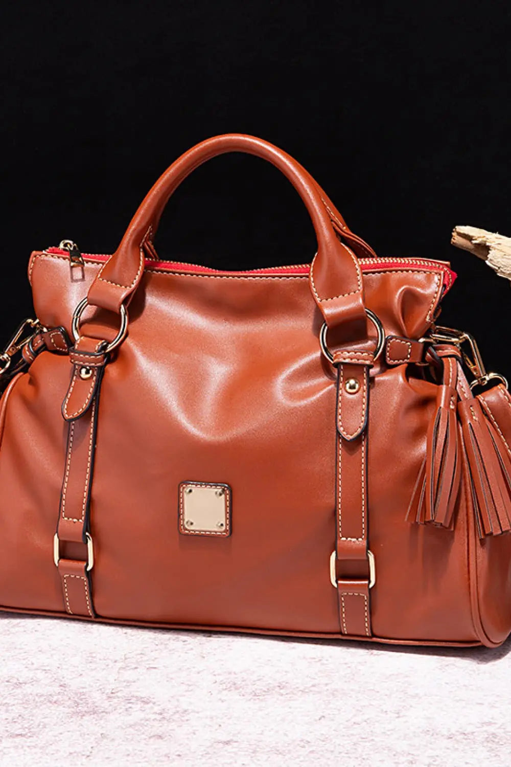 PU Leather Handbag with Tassels - Be Bliss Boutique