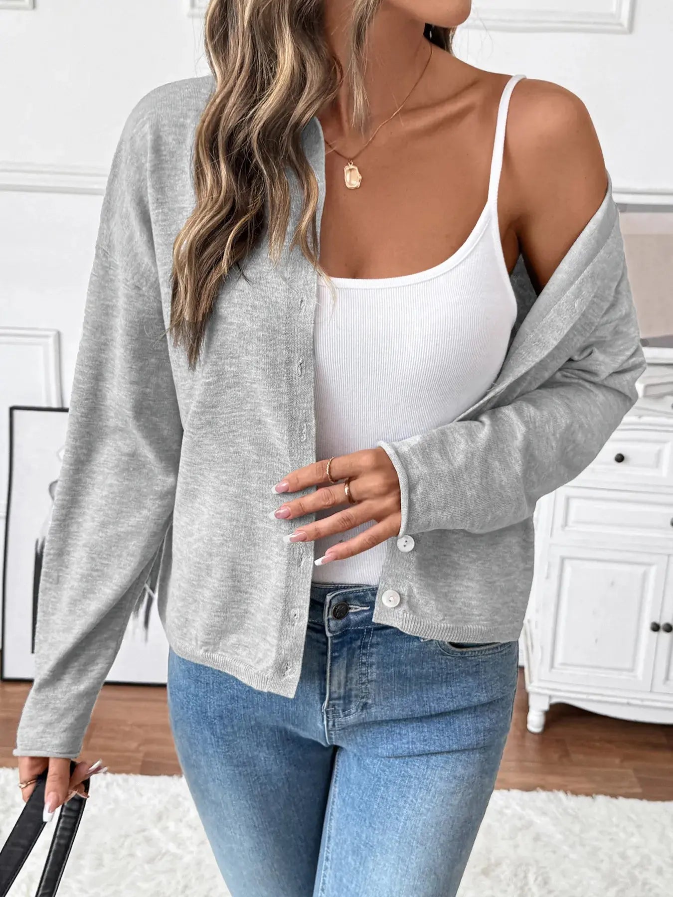 Button Front Long Sleeve Cardigan - Be Bliss Boutique