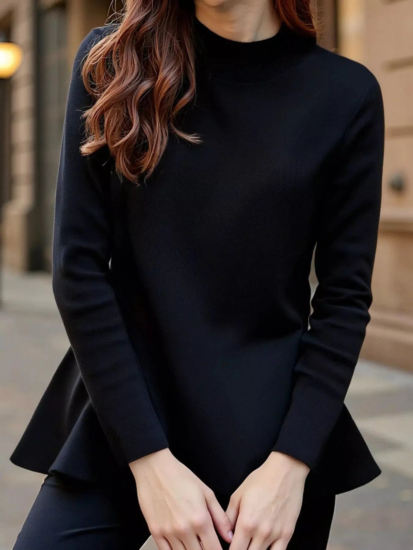 Mock Neck Long Sleeve Sweater - Be Bliss Boutique