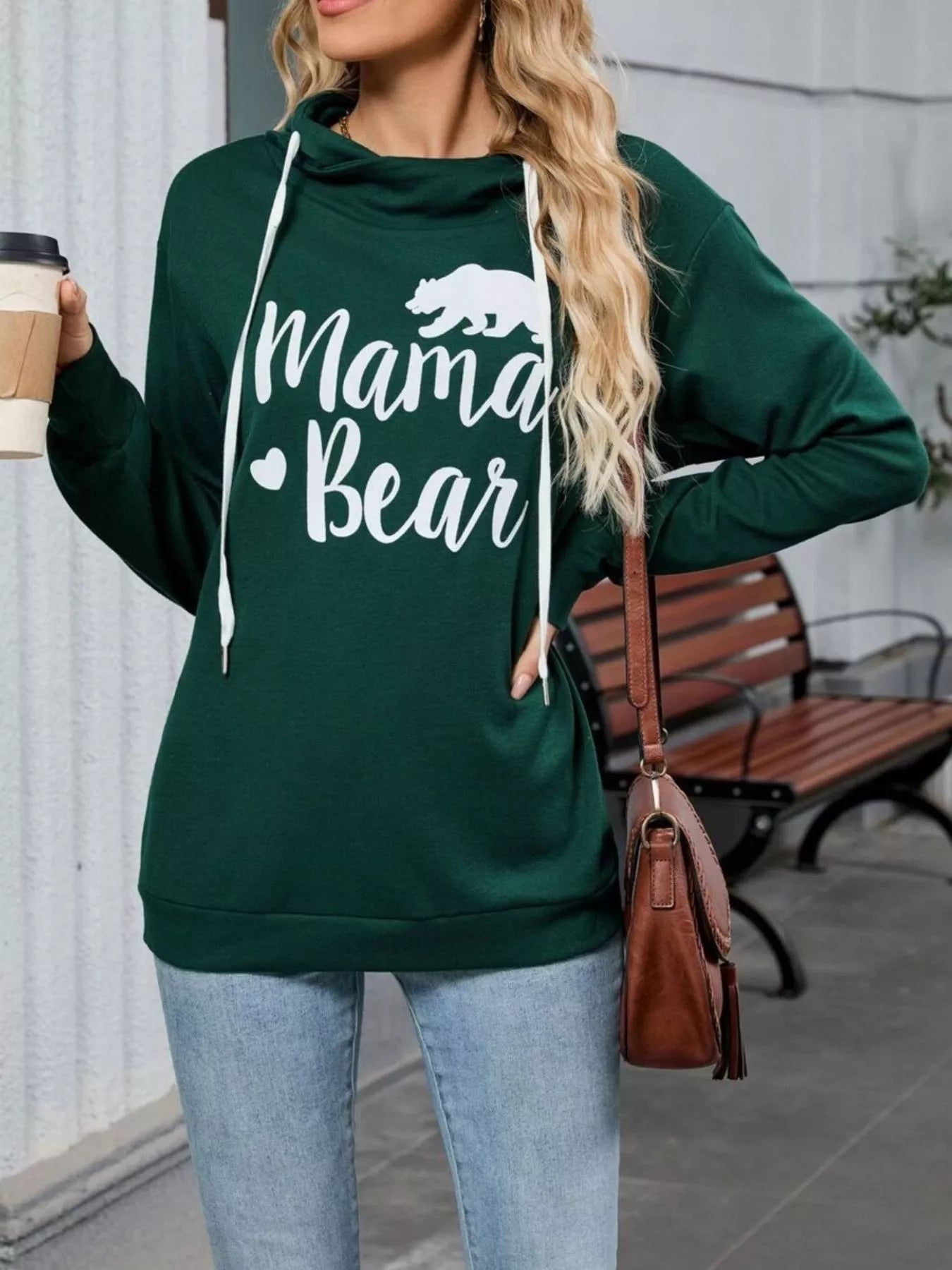 Mama Bear Drawstring Womens Long Sleeve Hoodie - Be Bliss Boutique