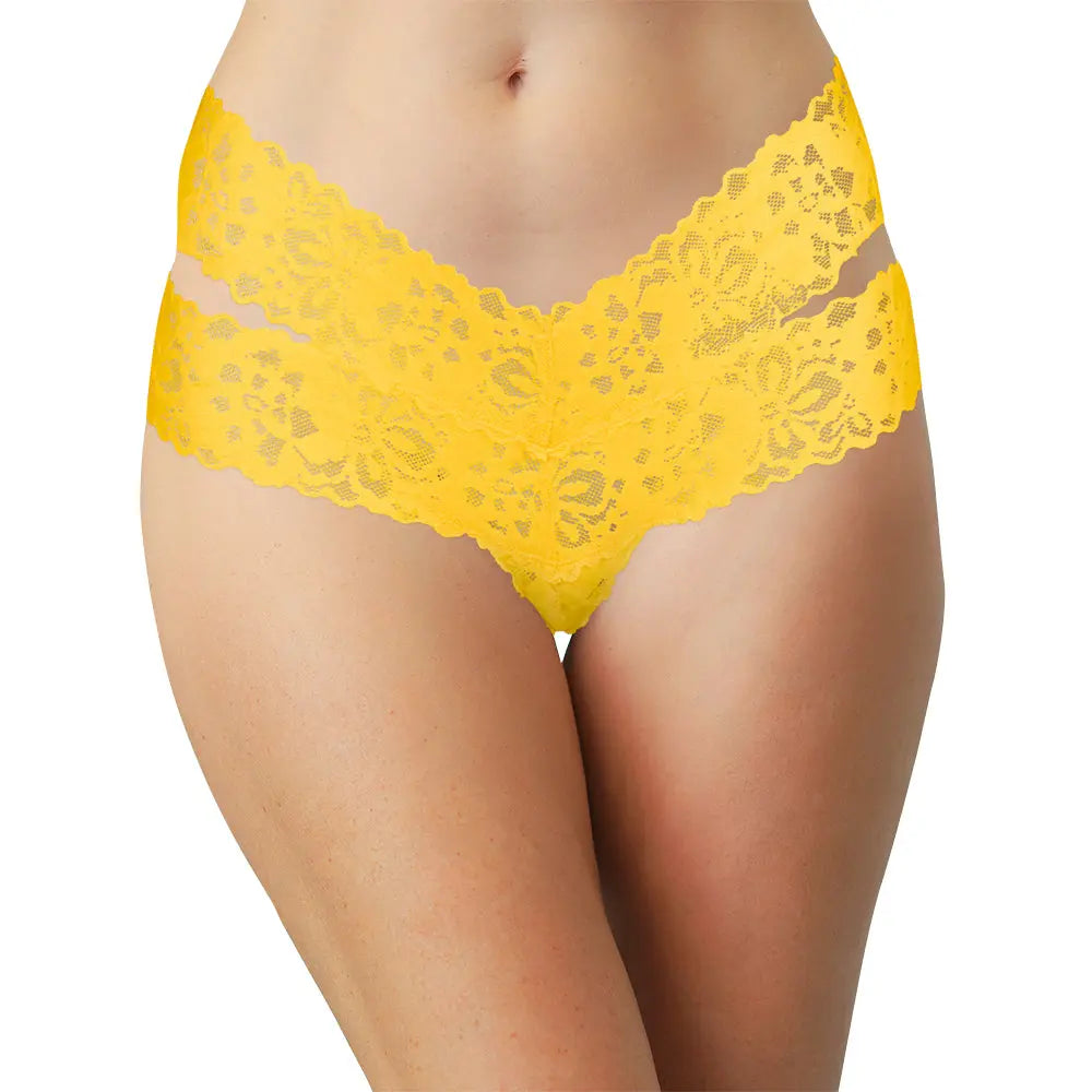 Yellow All Lace Thong with Double Bands - Be Bliss Boutique