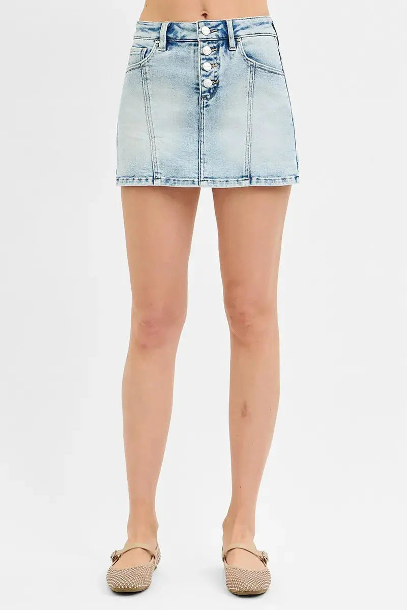 Full Size/Plus Size High Rise Button Down Skorts by RISEN Jeans - Be Bliss Boutique