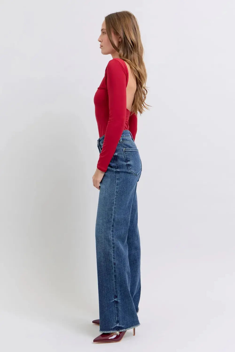 Full Size/Plus Size Raw Hem Mid Rise Judy Blue Jeans - Be Bliss Boutique