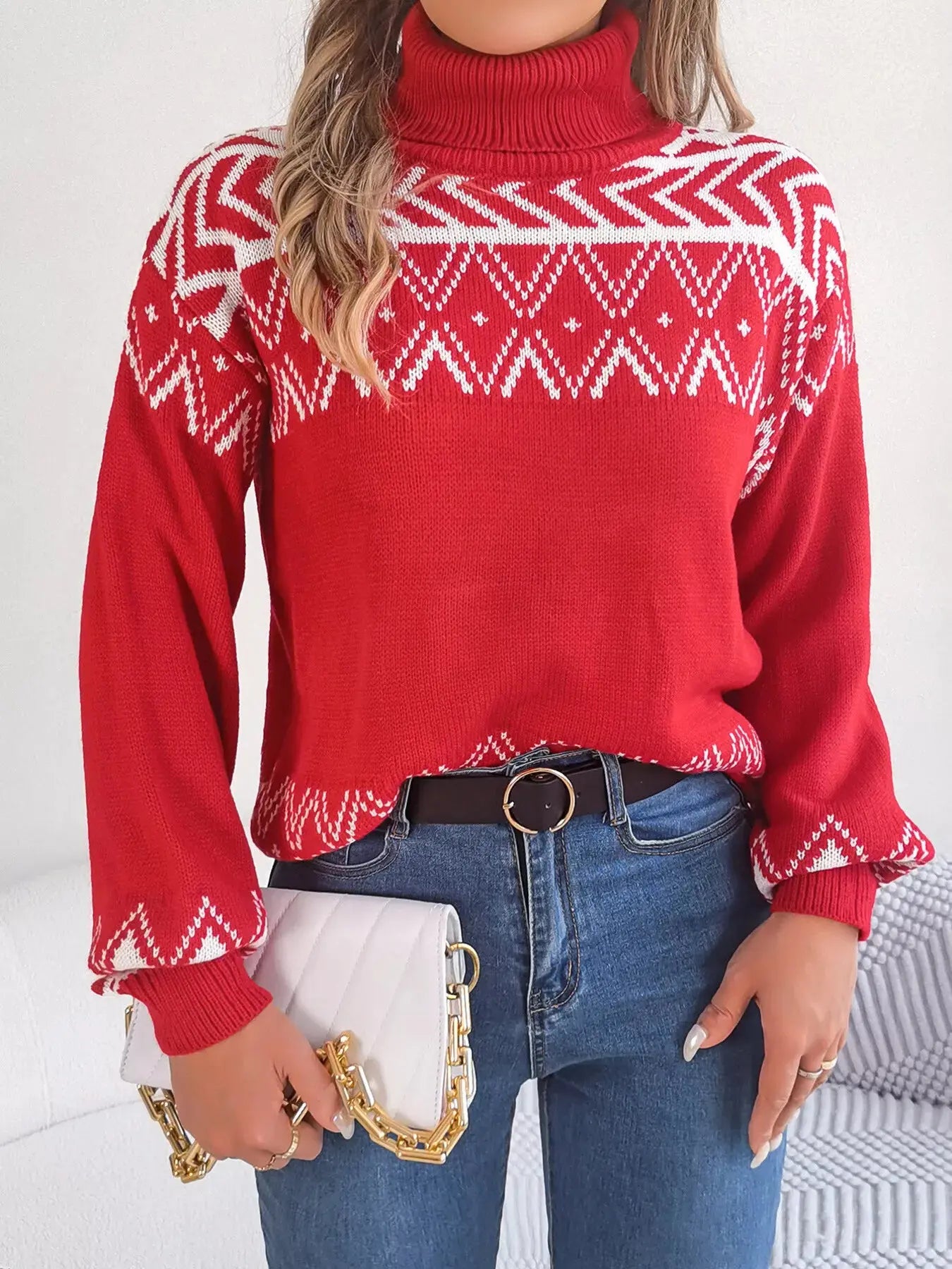 Turtleneck Dropped Shoulder Sweater - Be Bliss Boutique