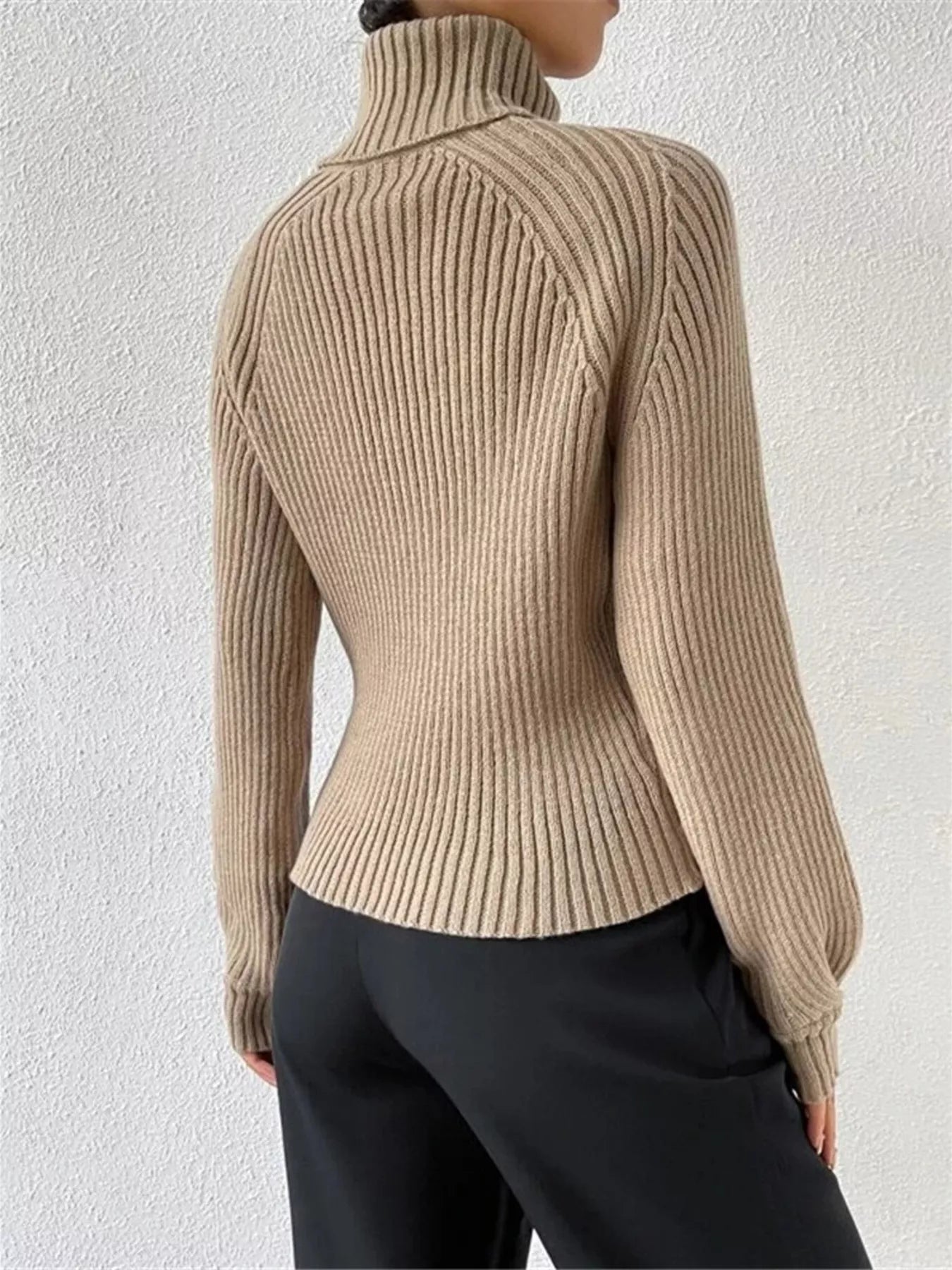 Ribbed Knit Turtleneck Sweater - Be Bliss Boutique