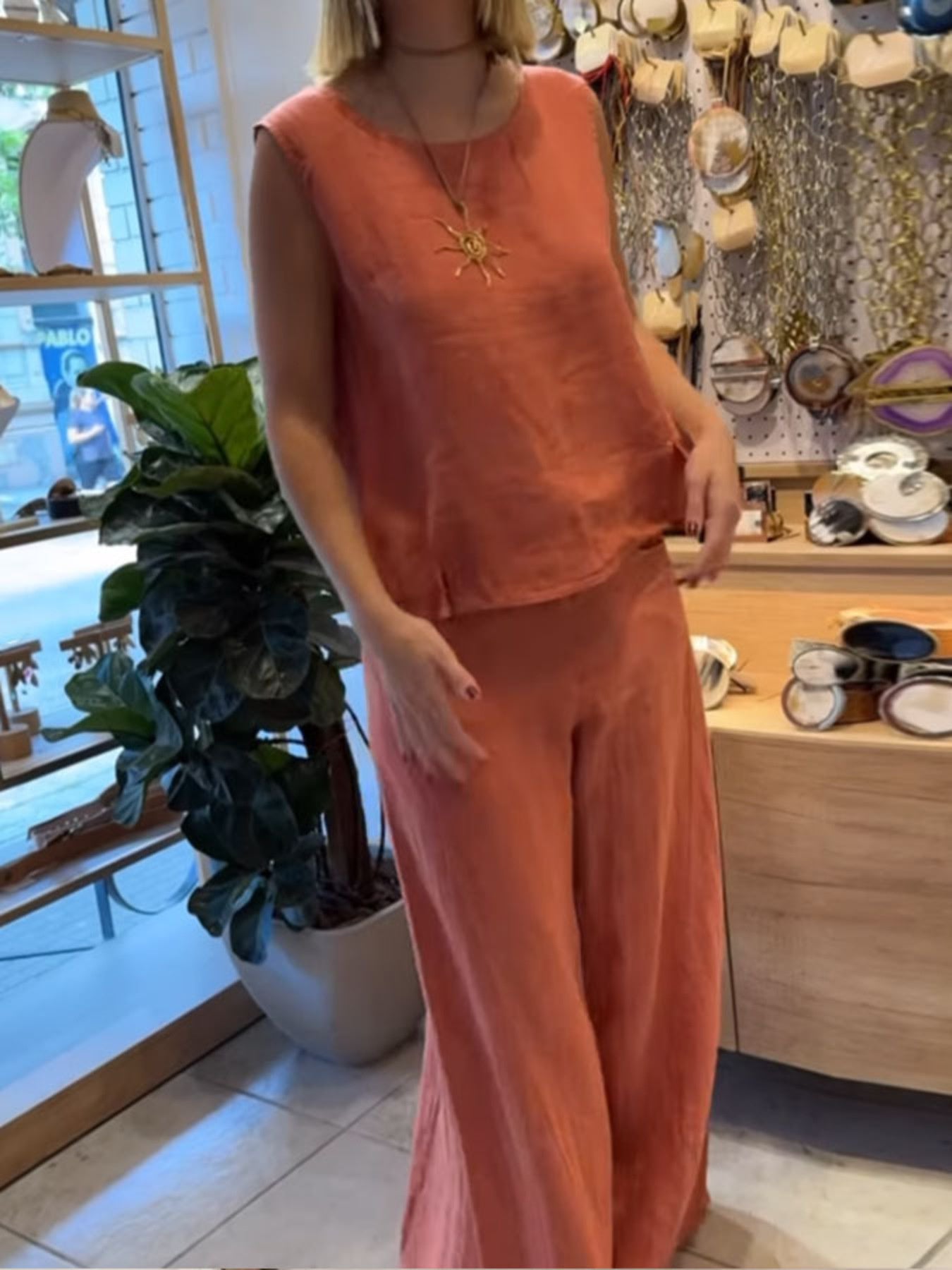 Full Size Round Neck Tank and Pants Set - Be Bliss Boutique