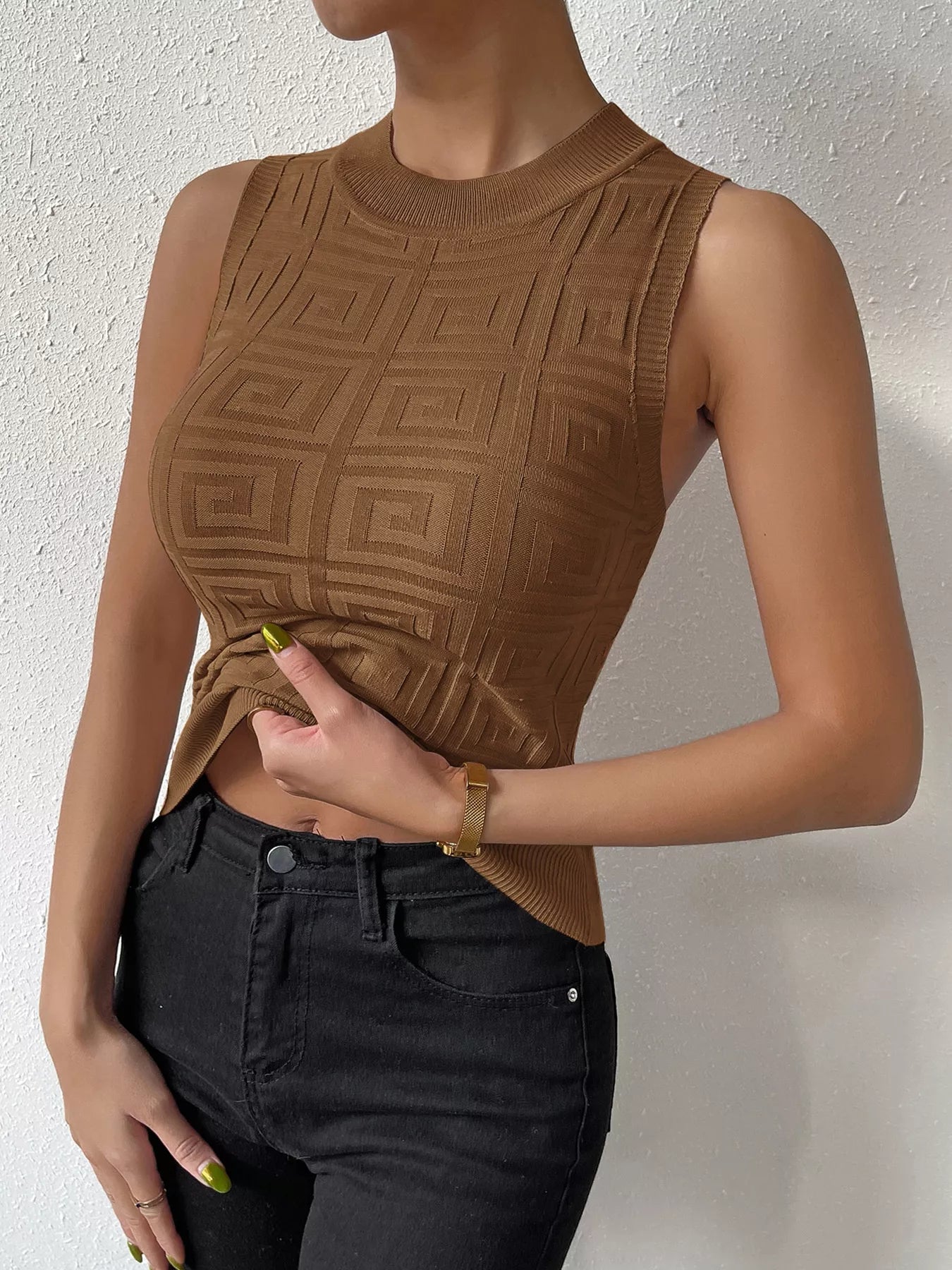 Geometric Pattern Womens Knit Tank Top - Be Bliss Boutique