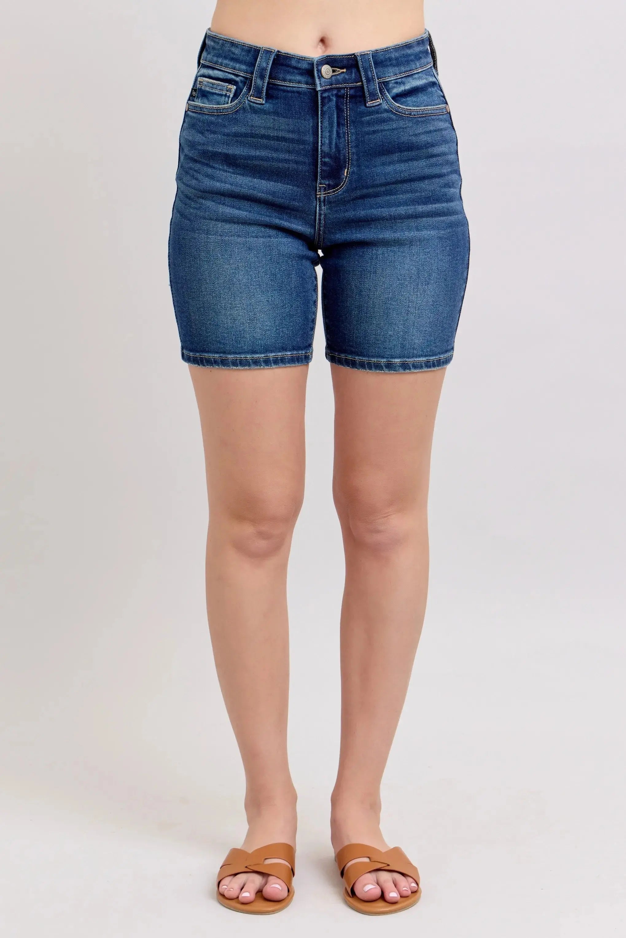 Full Size High Waist Bermuda Shorts by Judy Blue Jeans w/ Back Flap Pockets - Be Bliss Boutique