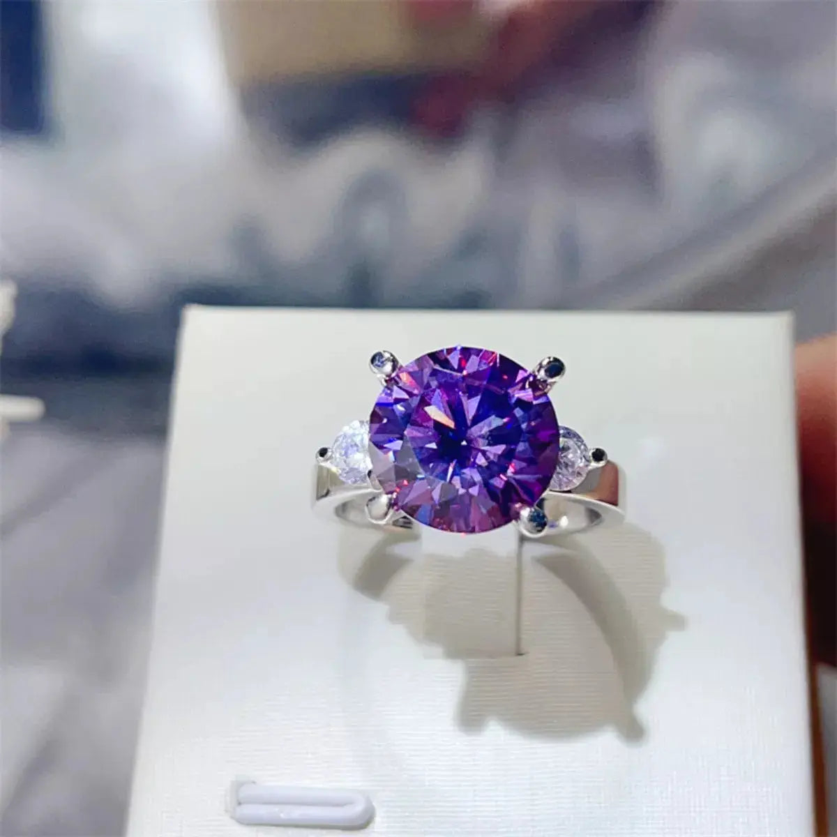 925 Sterling Silver Purple 5 Carat Moissanite Ring - Be Bliss Boutique